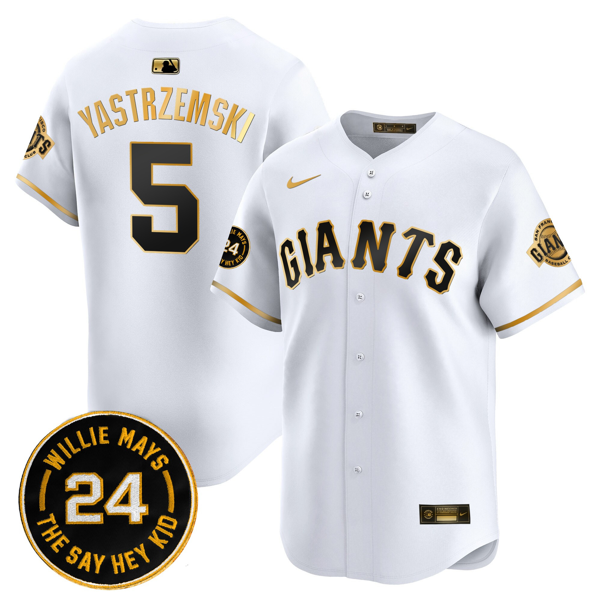Men's San Francisco Giants 2025 Willie Mays Patch Vapor Premier Limited Jersey - All Stitched