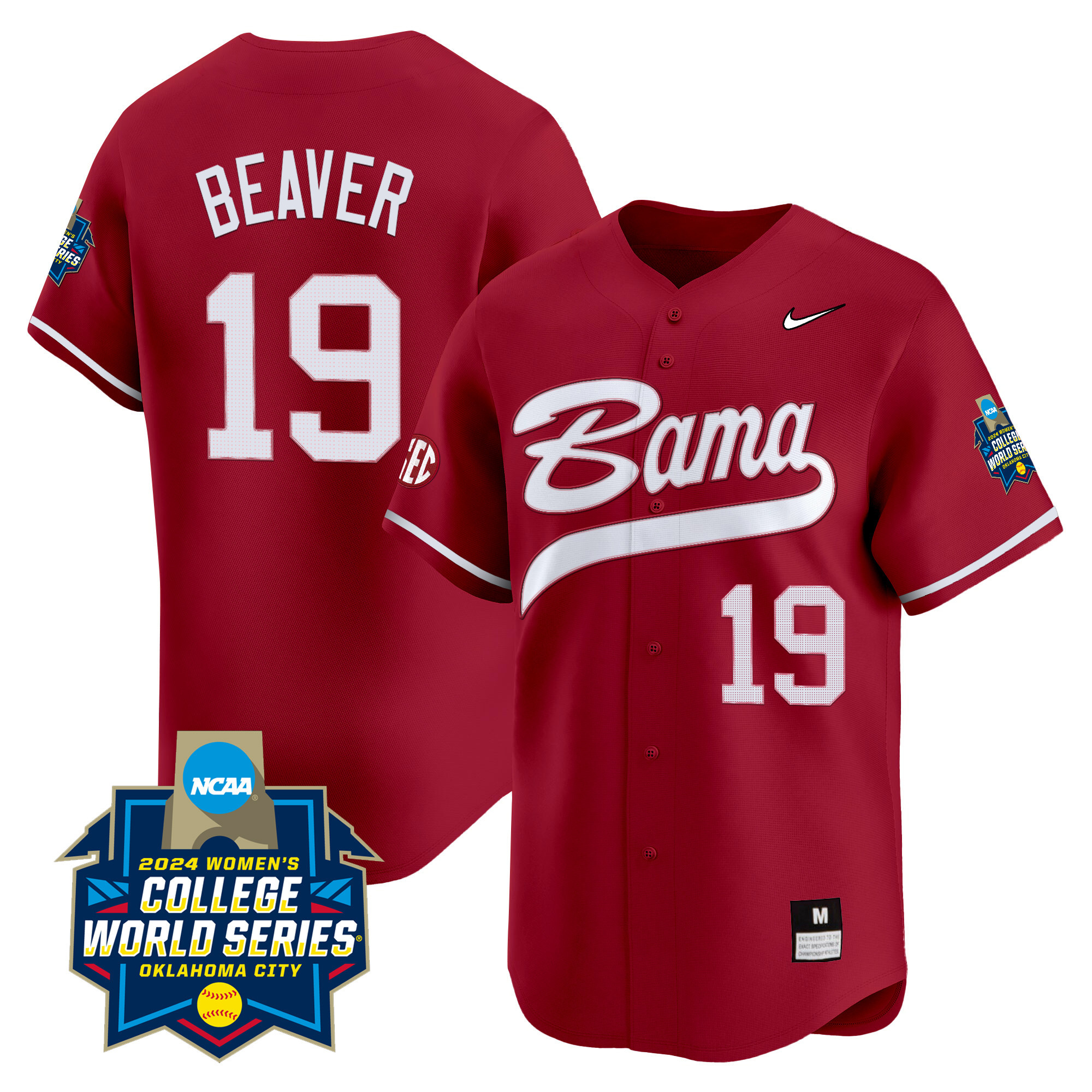 Men's size - Alabama Softball Women's College World Series Champions Vapor Premier Limited Jersey - All Stitched