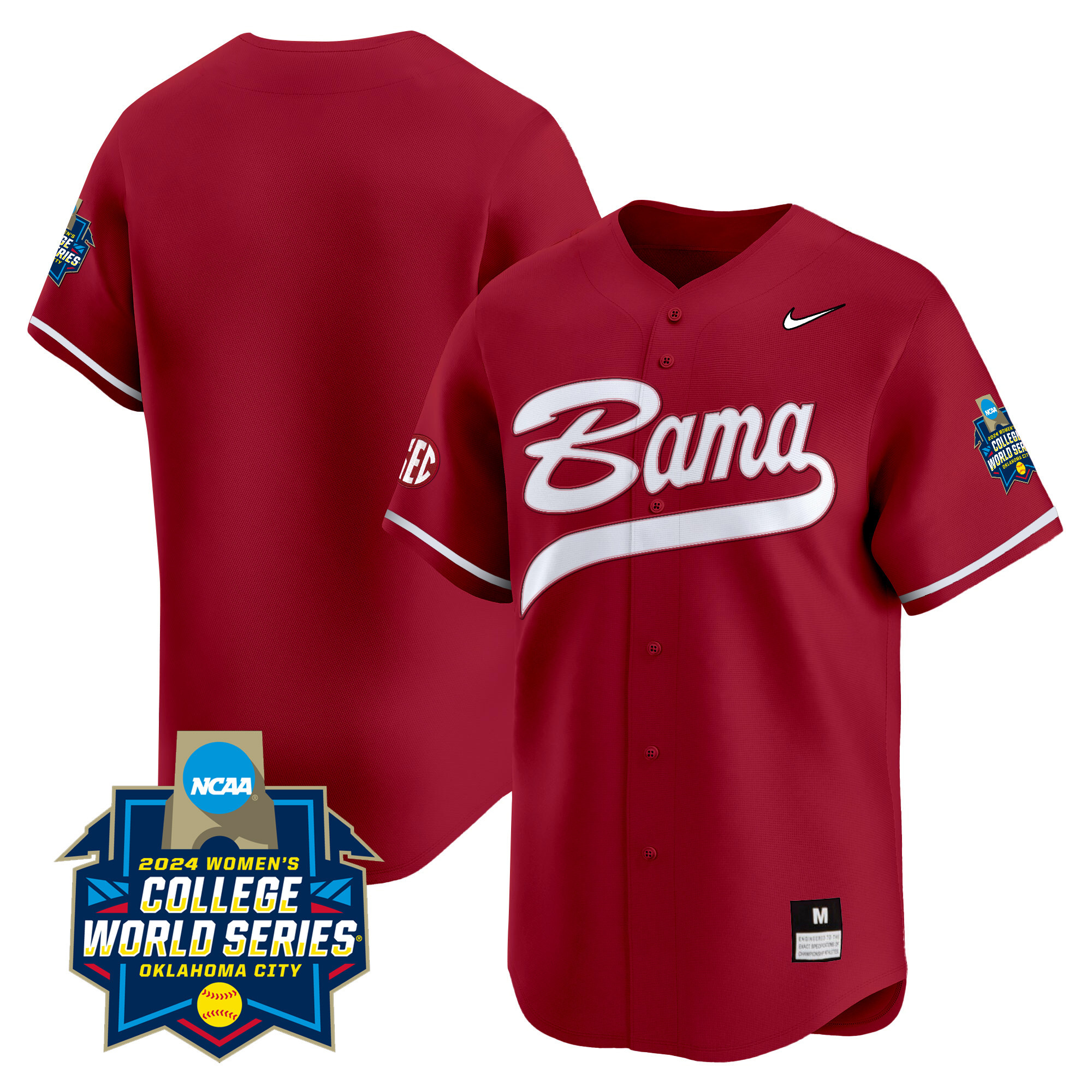 Men's size - Alabama Softball Women's College World Series Champions Vapor Premier Limited Jersey - All Stitched