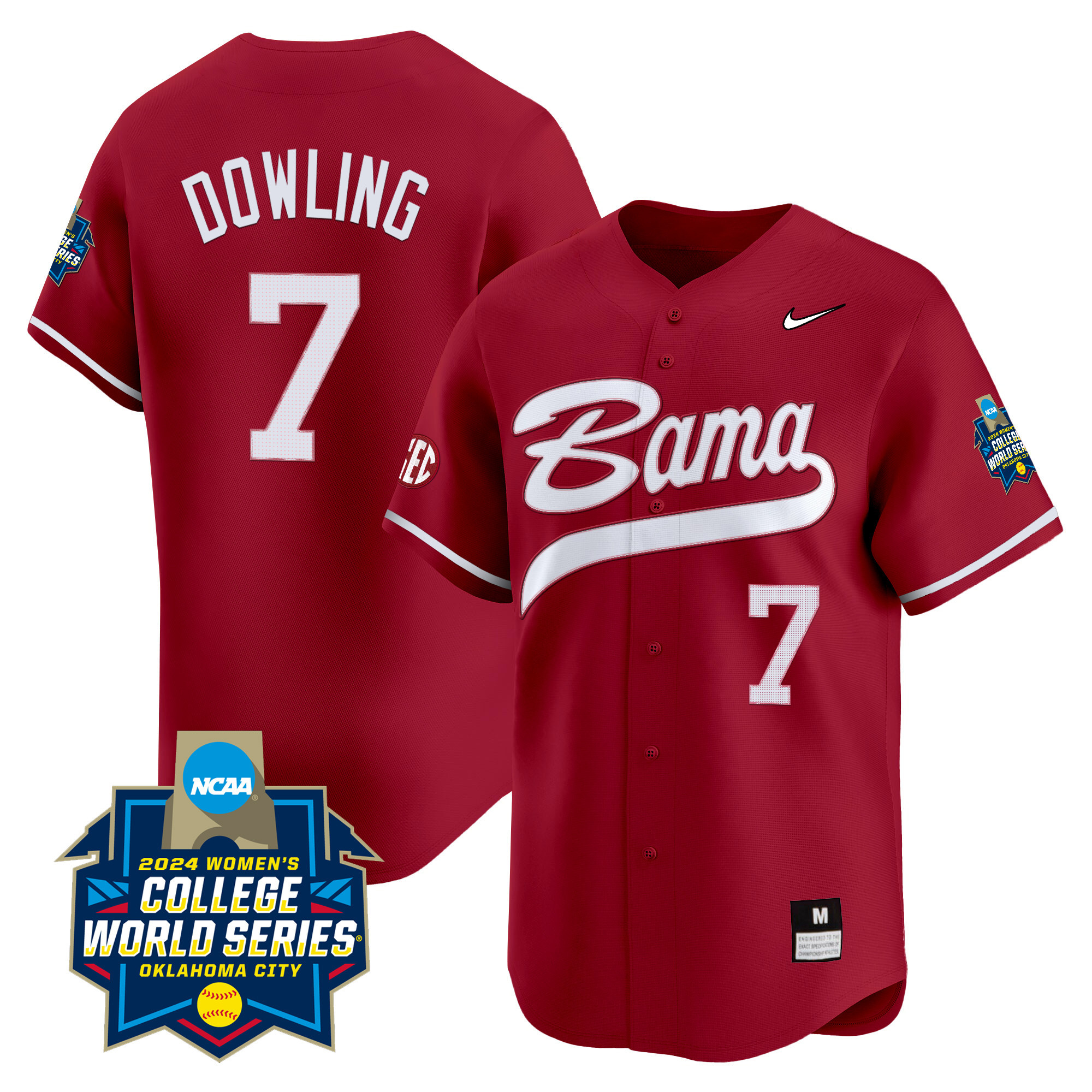 Men's size - Alabama Softball Women's College World Series Champions Vapor Premier Limited Jersey - All Stitched
