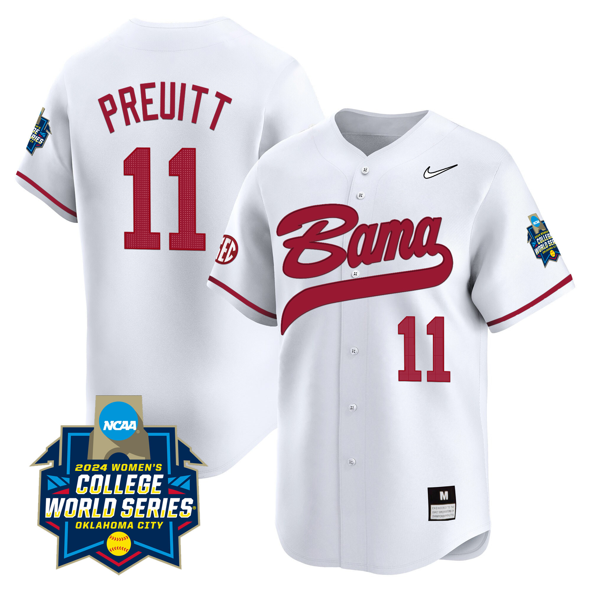 Men's size - Alabama Softball Women's College World Series Champions Vapor Premier Limited Jersey - All Stitched