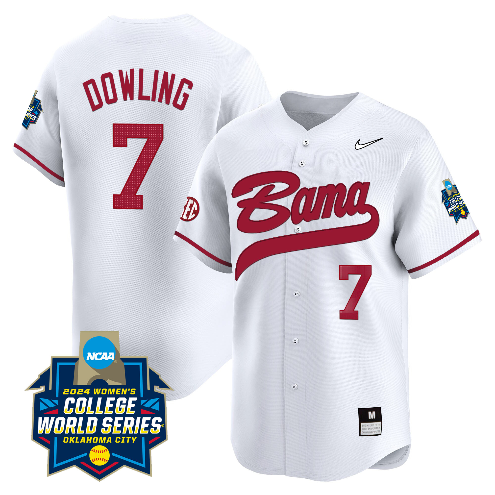 Men's size - Alabama Softball Women's College World Series Champions Vapor Premier Limited Jersey - All Stitched