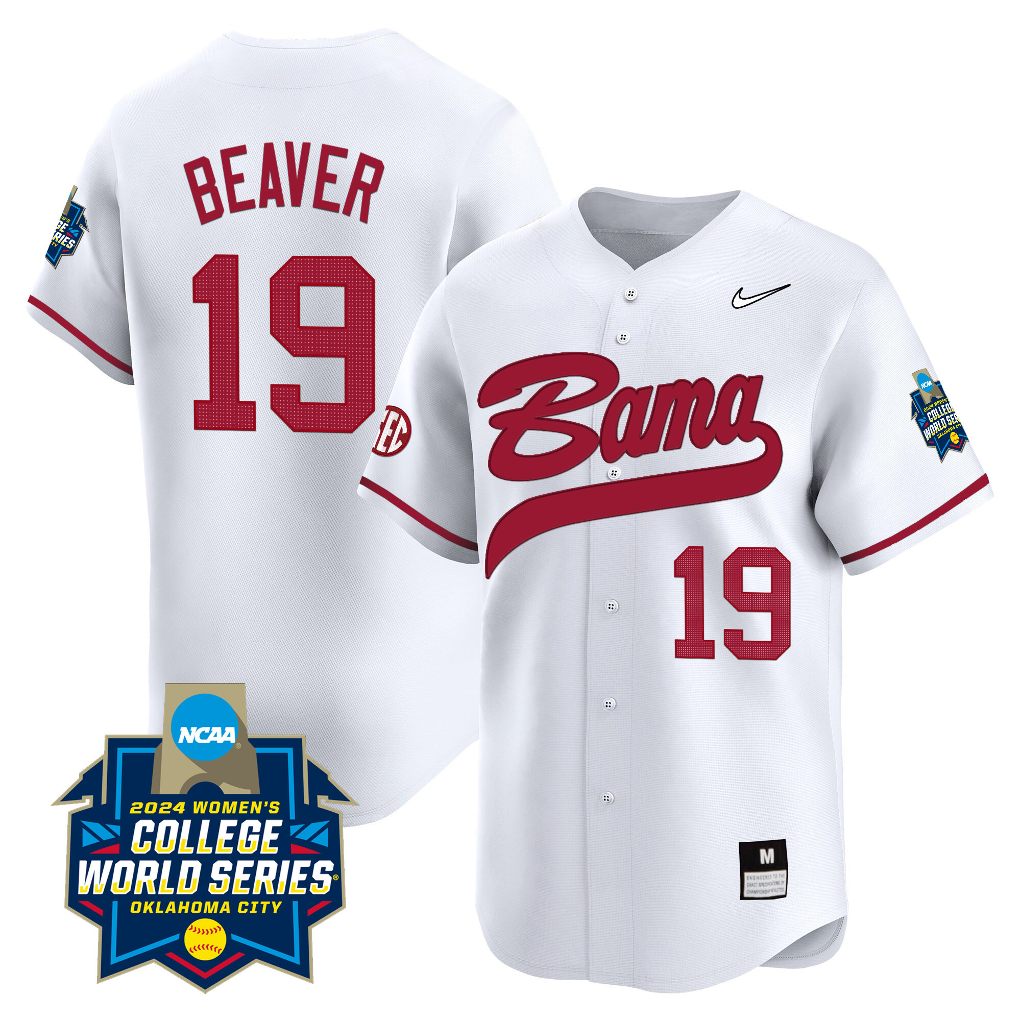 Men's size - Alabama Softball Women's College World Series Champions Vapor Premier Limited Jersey - All Stitched
