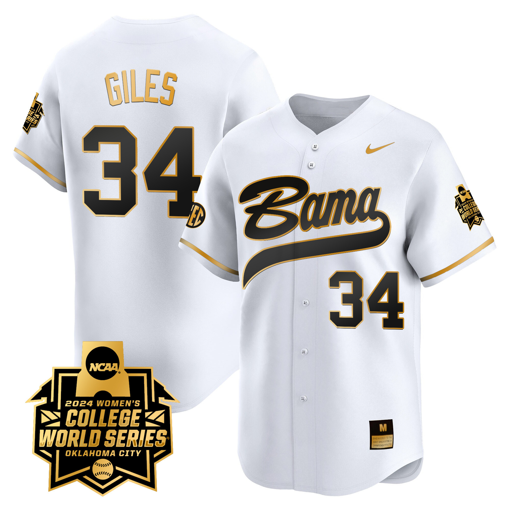 Men's size - Alabama Softball Women's College World Series Champions Vapor Premier Limited Jersey - All Stitched