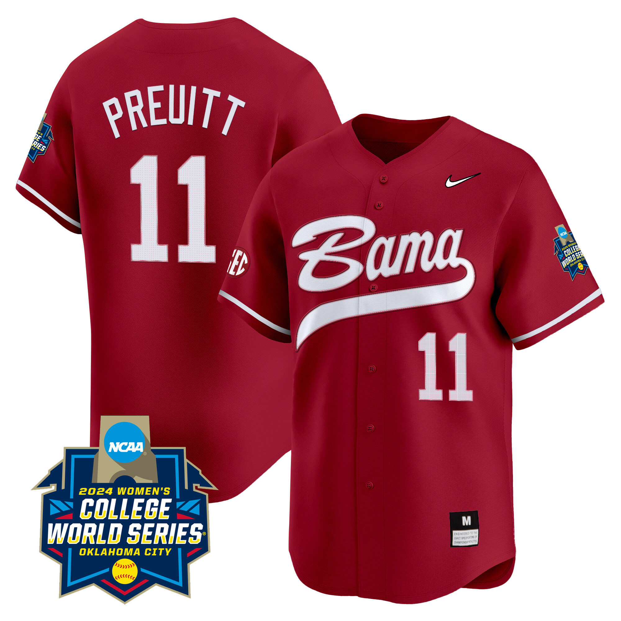 Men's size - Alabama Softball Women's College World Series Champions Vapor Premier Limited Jersey - All Stitched