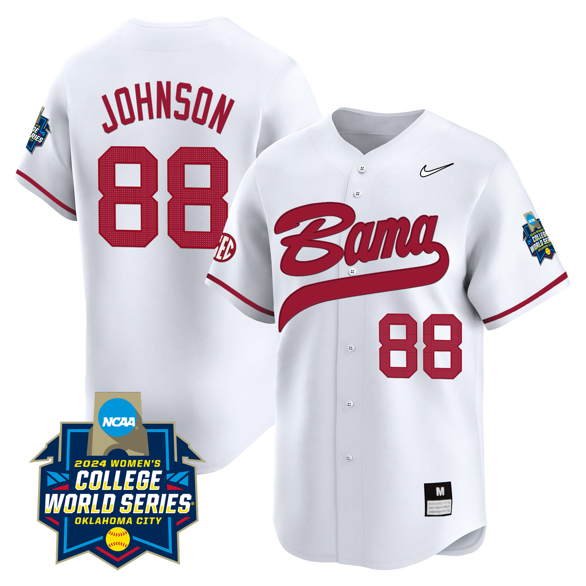 Men's size - Alabama Softball Women's College World Series Champions Vapor Premier Limited Jersey - All Stitched