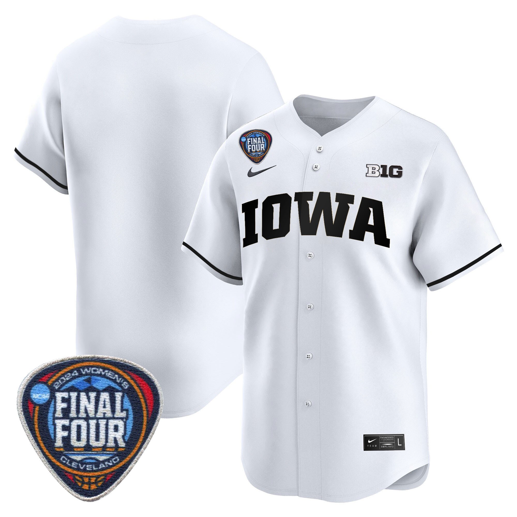 Men's Size - Iowa Hawkeyes 2024 Final Four Baseball Jersey - Women Patch - All Stitched
