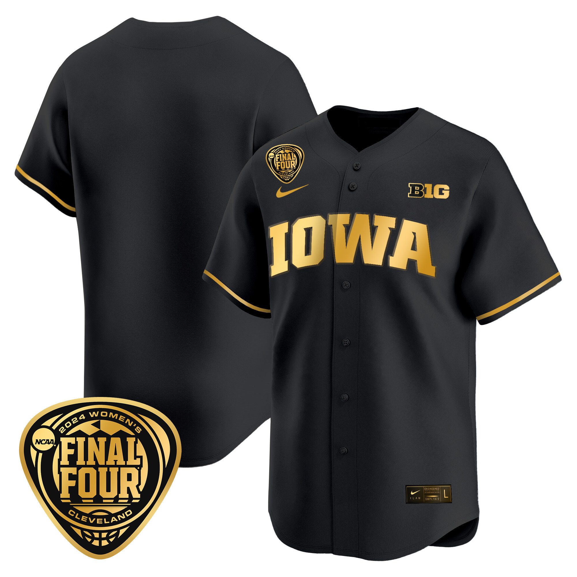 Men's Size - Iowa Hawkeyes 2024 Final Four Baseball Jersey - Women Patch - All Stitched