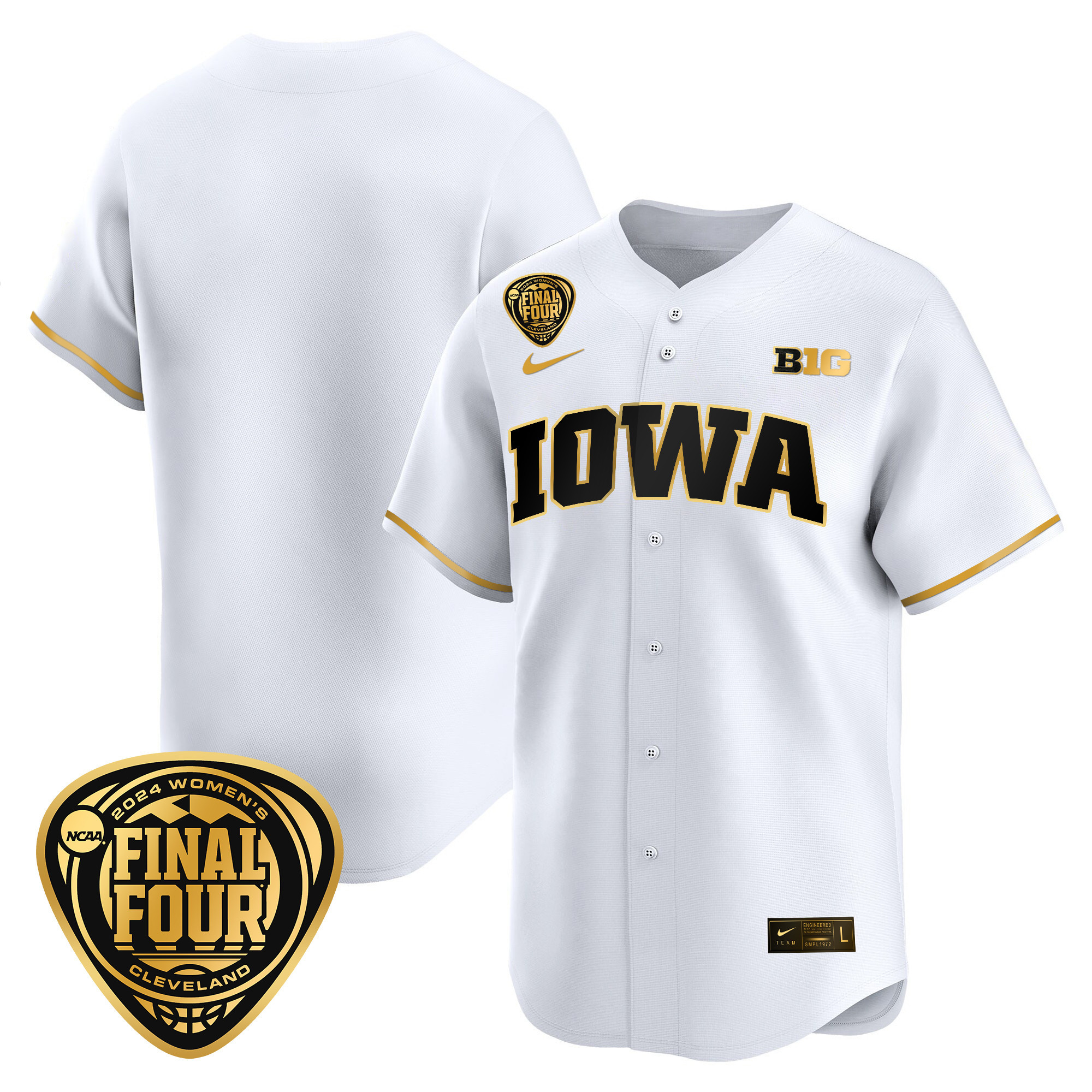 Men's Size - Iowa Hawkeyes 2024 Final Four Baseball Jersey - Women Patch - All Stitched