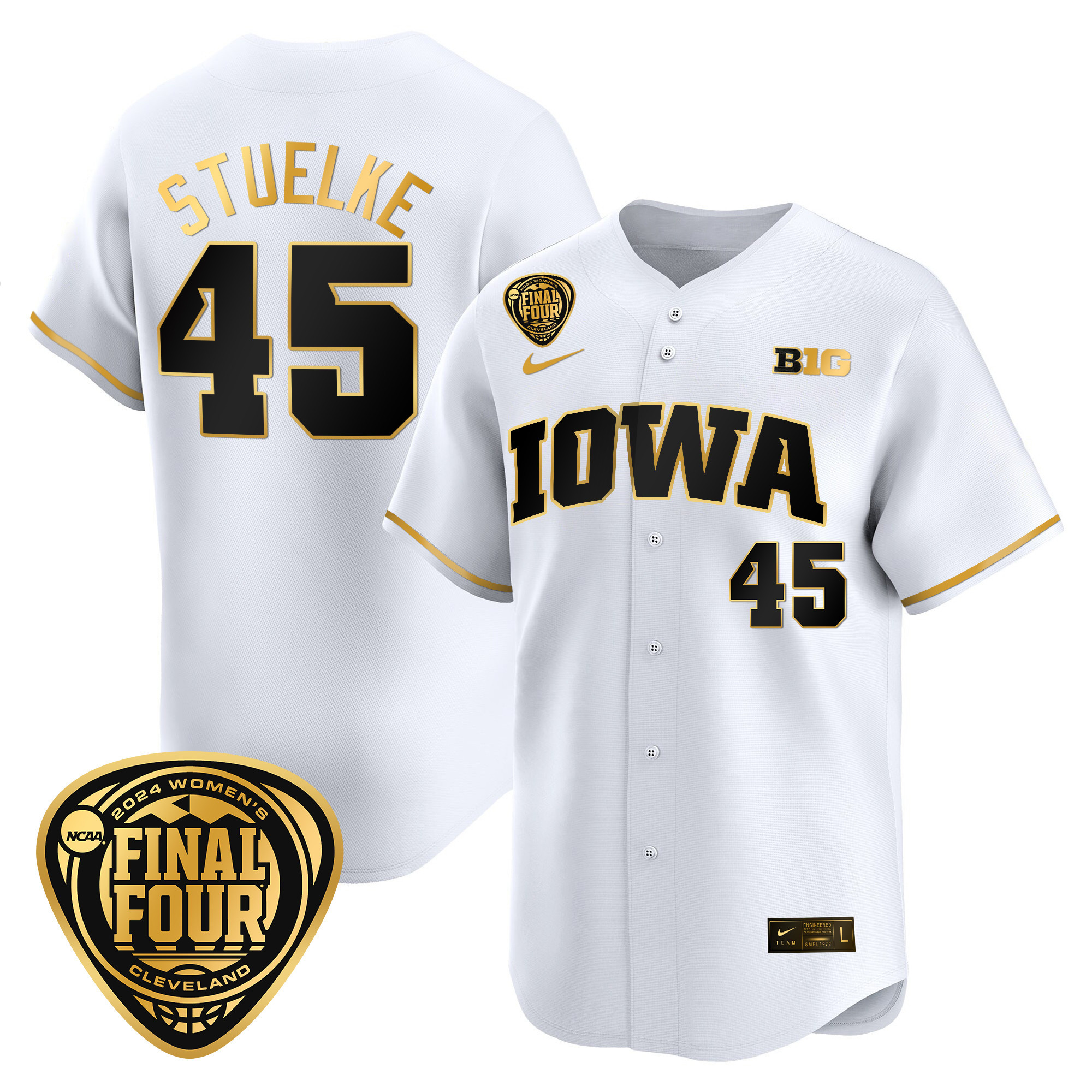Men's Size - Iowa Hawkeyes 2024 Final Four Baseball Jersey - Women Patch - All Stitched