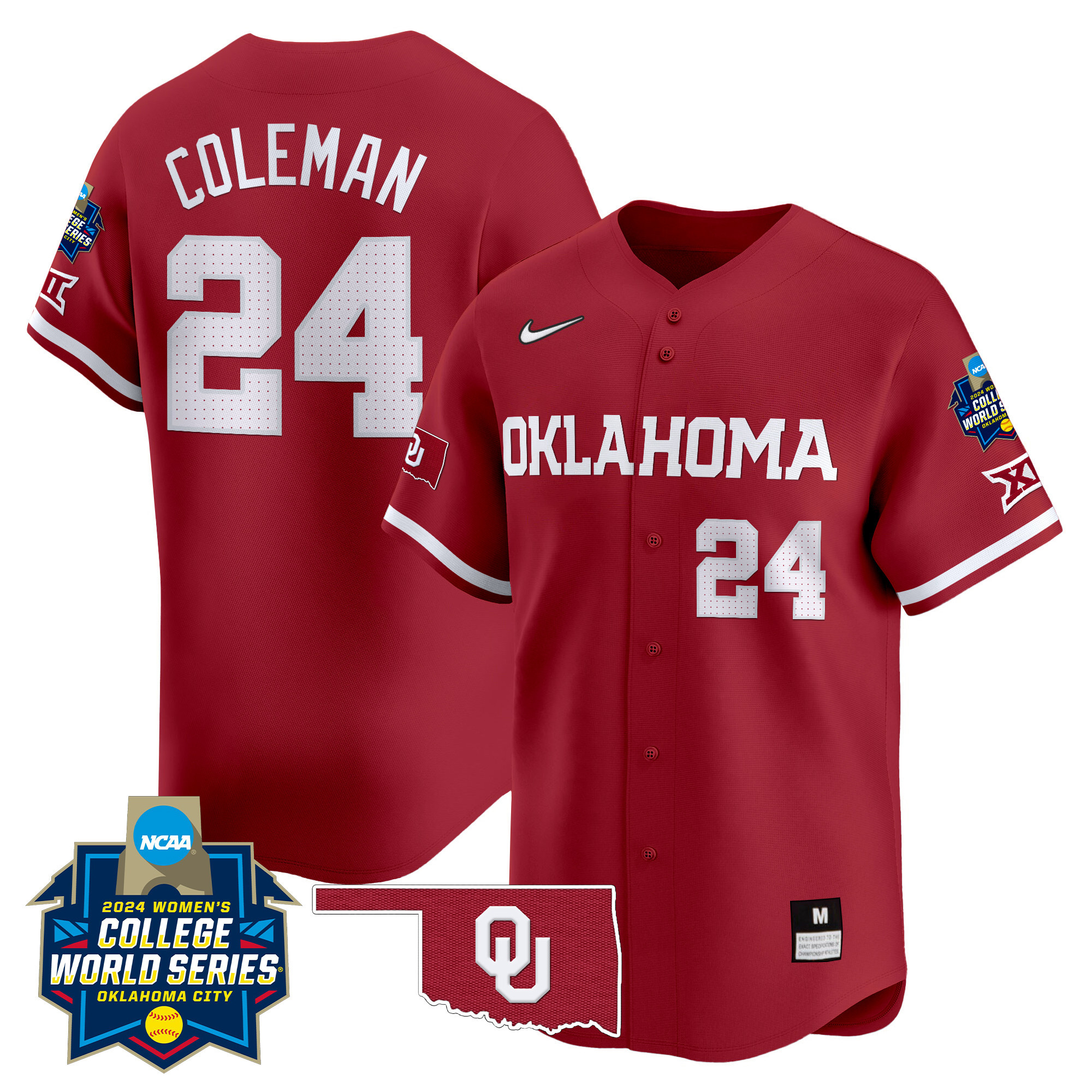 Men's size - Oklahoma Sooners Women's College World Series Champions Vapor Premier Limited Jersey - All Stitched