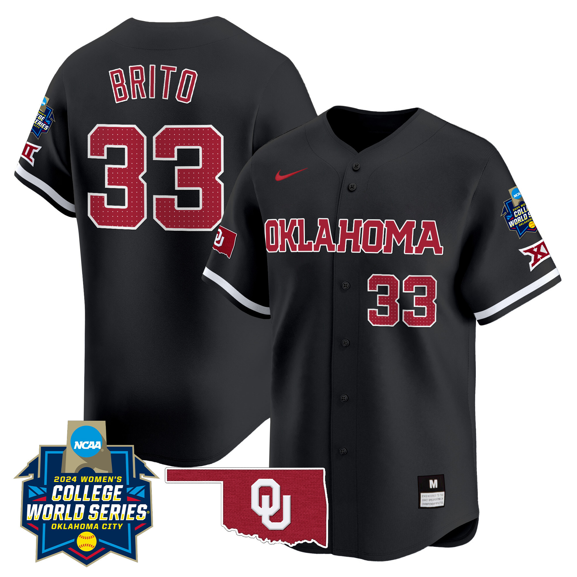 Men's size - Oklahoma Sooners Women's College World Series Champions Vapor Premier Limited Jersey - All Stitched