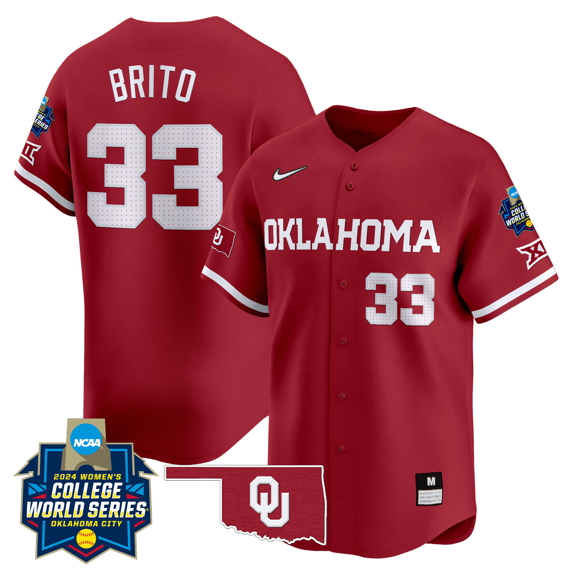 Men's size - Oklahoma Sooners Women's College World Series Champions Vapor Premier Limited Jersey - All Stitched