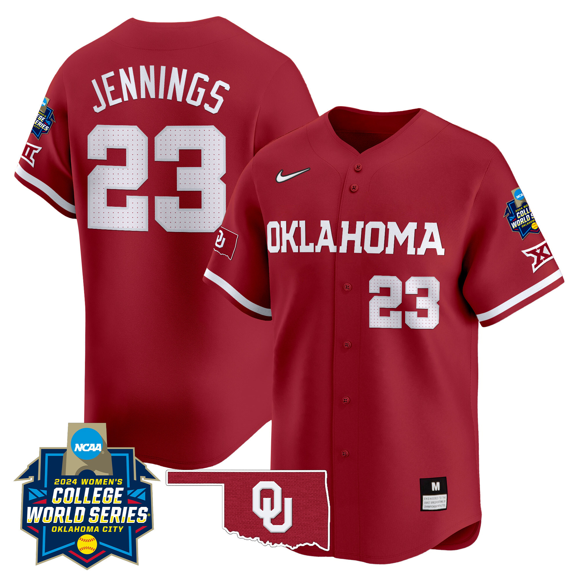 Men's size - Oklahoma Sooners Women's College World Series Champions Vapor Premier Limited Jersey - All Stitched