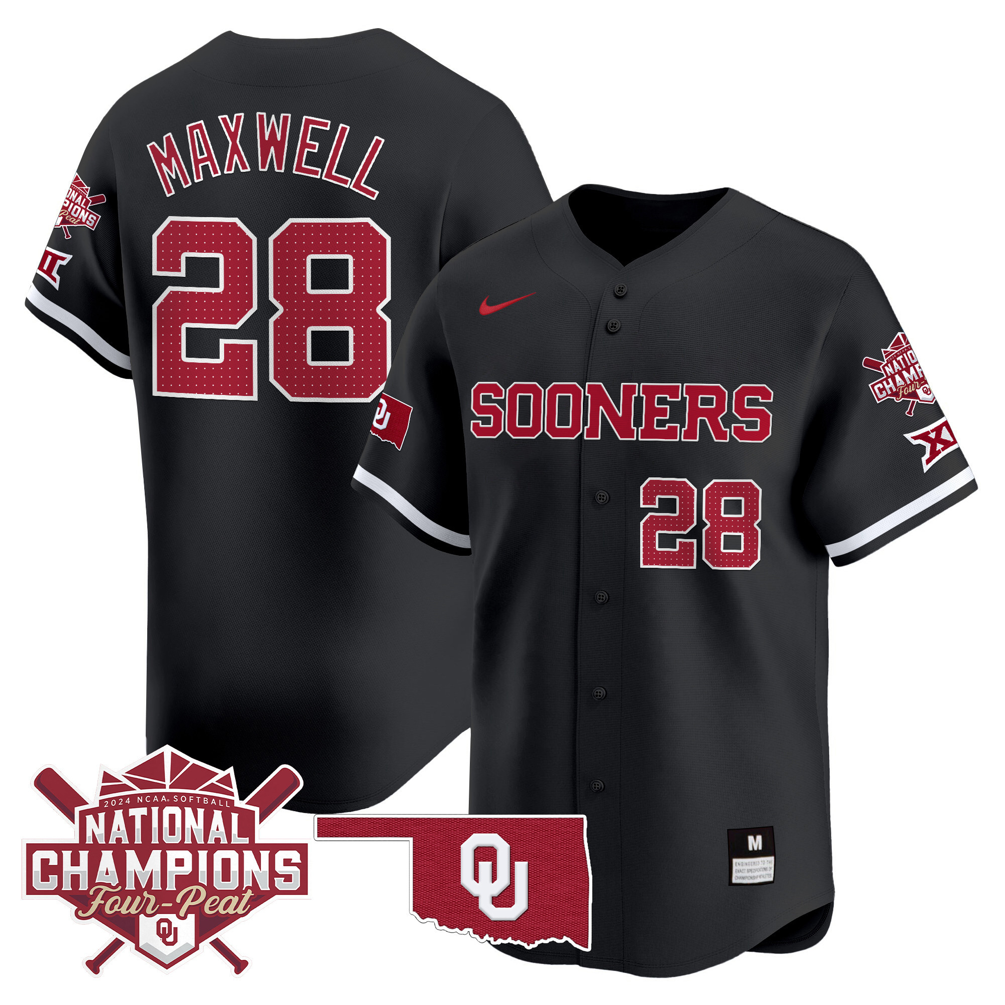 Men's size - Oklahoma Women's Champions Patch Vapor Premier Limited Jersey V2 - All Stitched