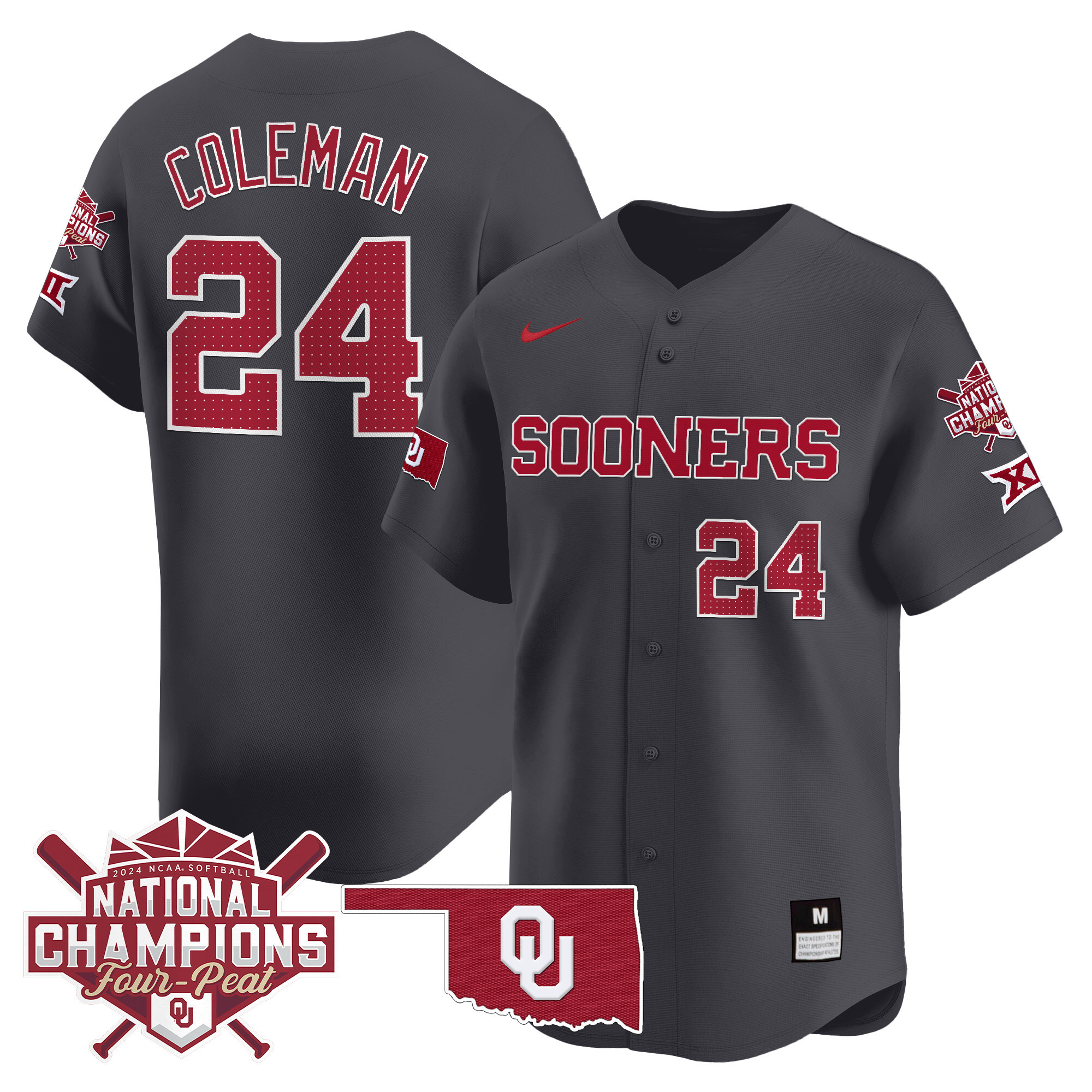 Men's size - Oklahoma Women's Champions Patch Vapor Premier Limited Jersey V2 - All Stitched