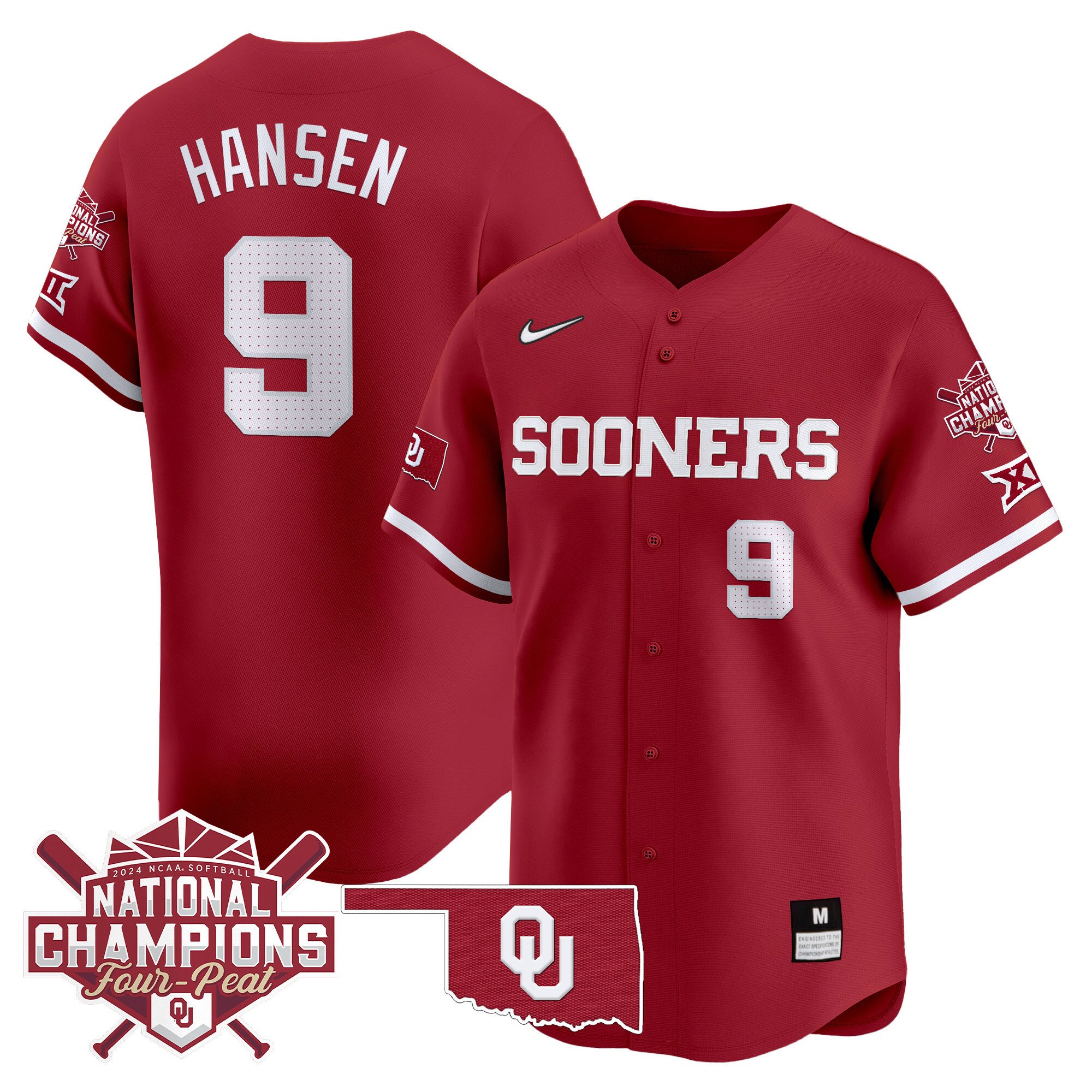 Men's size - Oklahoma Women's Champions Patch Vapor Premier Limited Jersey V2 - All Stitched