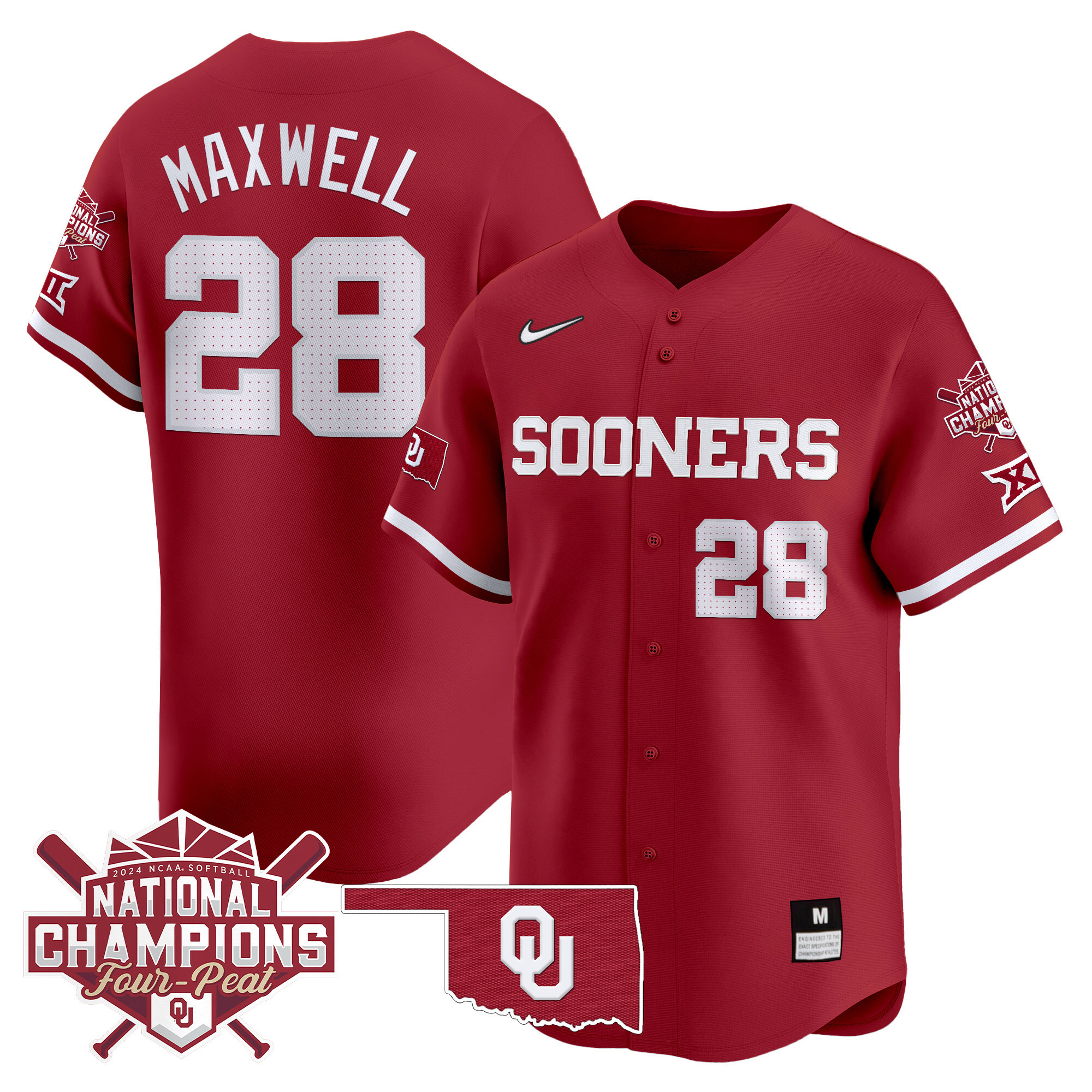 Men's size - Oklahoma Women's Champions Patch Vapor Premier Limited Jersey V2 - All Stitched