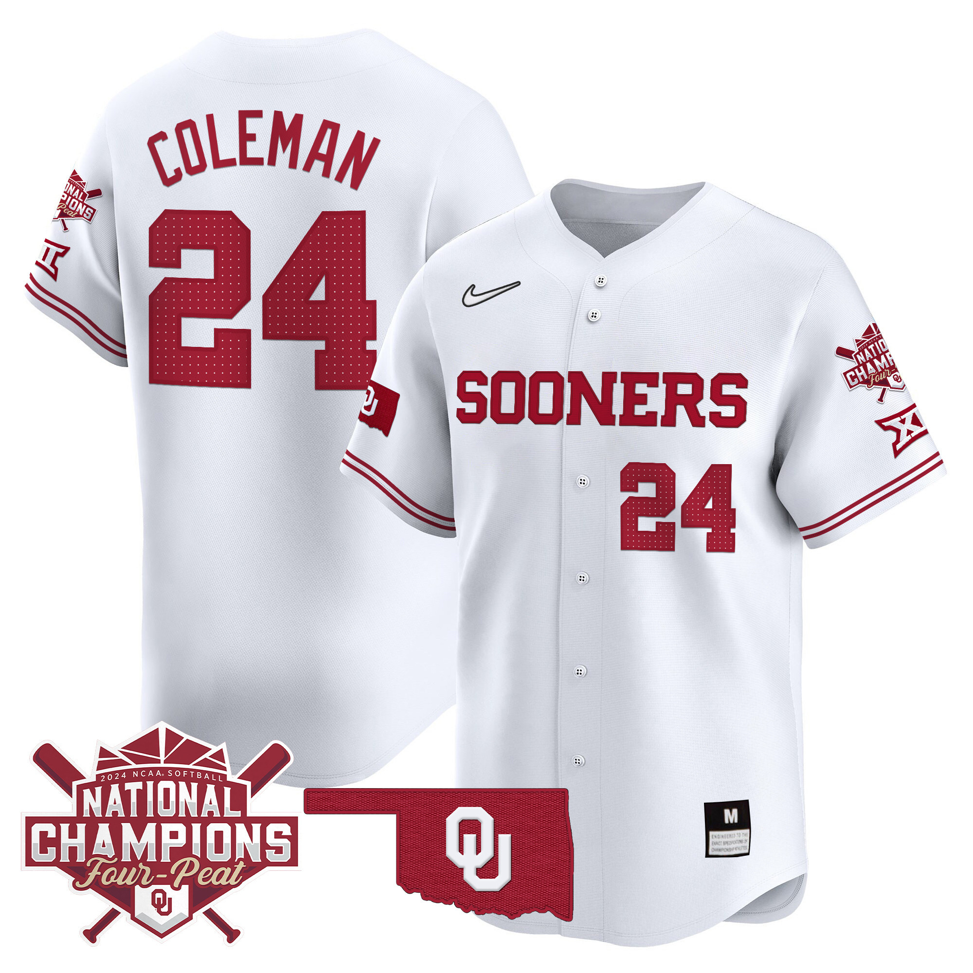 Men's size - Oklahoma Women's Champions Patch Vapor Premier Limited Jersey V2 - All Stitched