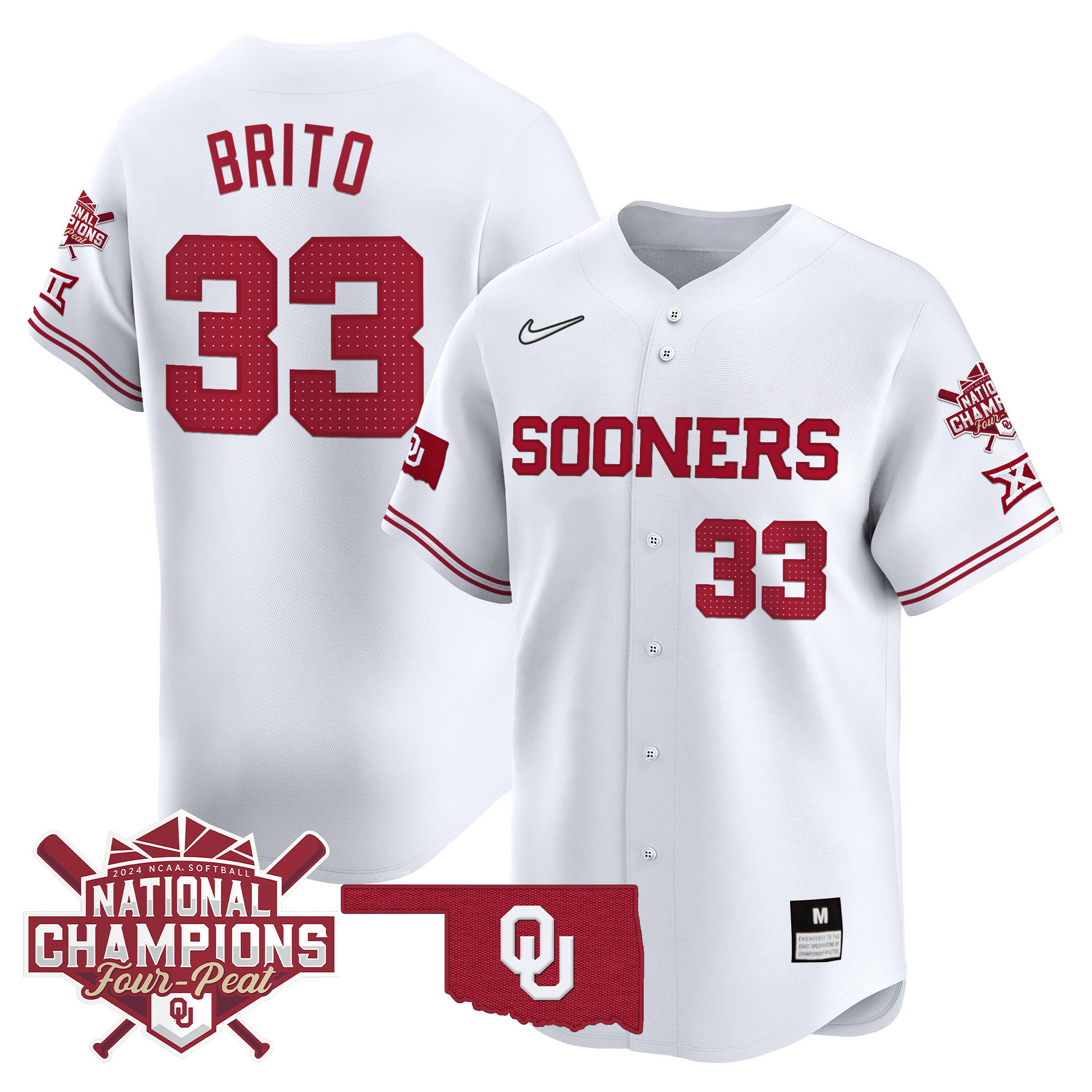Men's size - Oklahoma Women's Champions Patch Vapor Premier Limited Jersey V2 - All Stitched