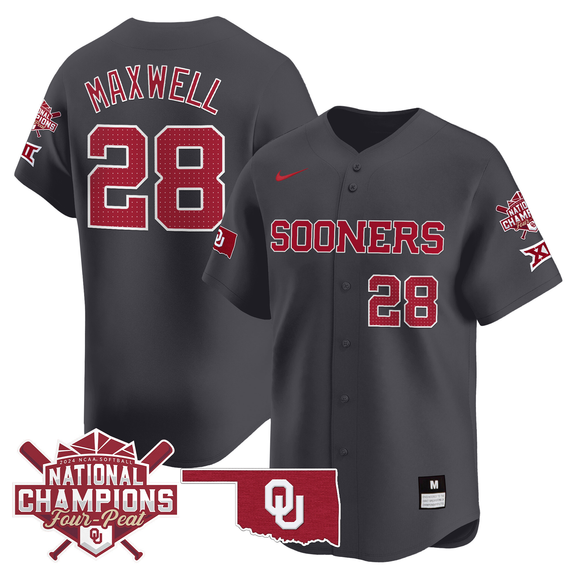 Men's size - Oklahoma Women's Champions Patch Vapor Premier Limited Jersey V2 - All Stitched