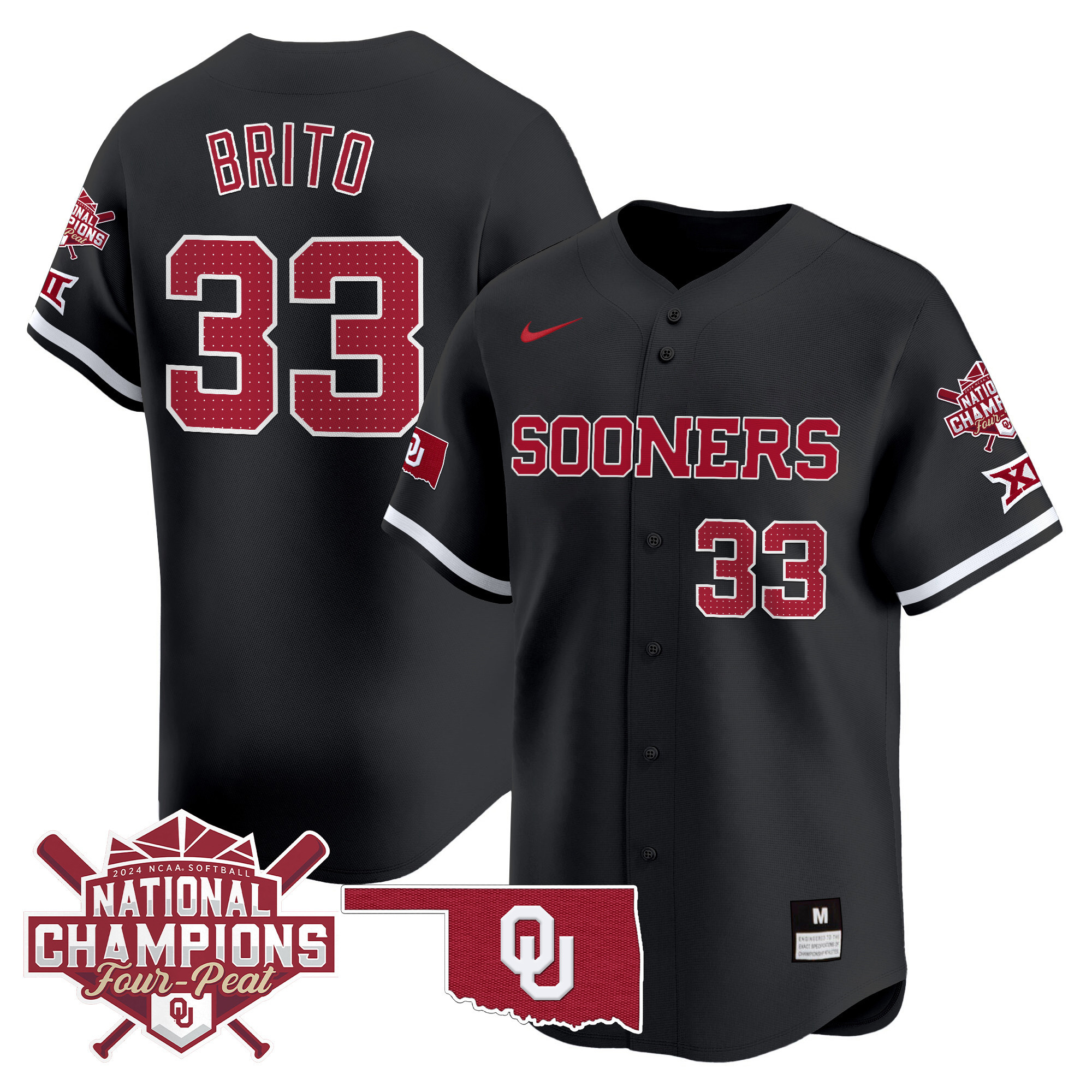 Men's size - Oklahoma Women's Champions Patch Vapor Premier Limited Jersey V2 - All Stitched