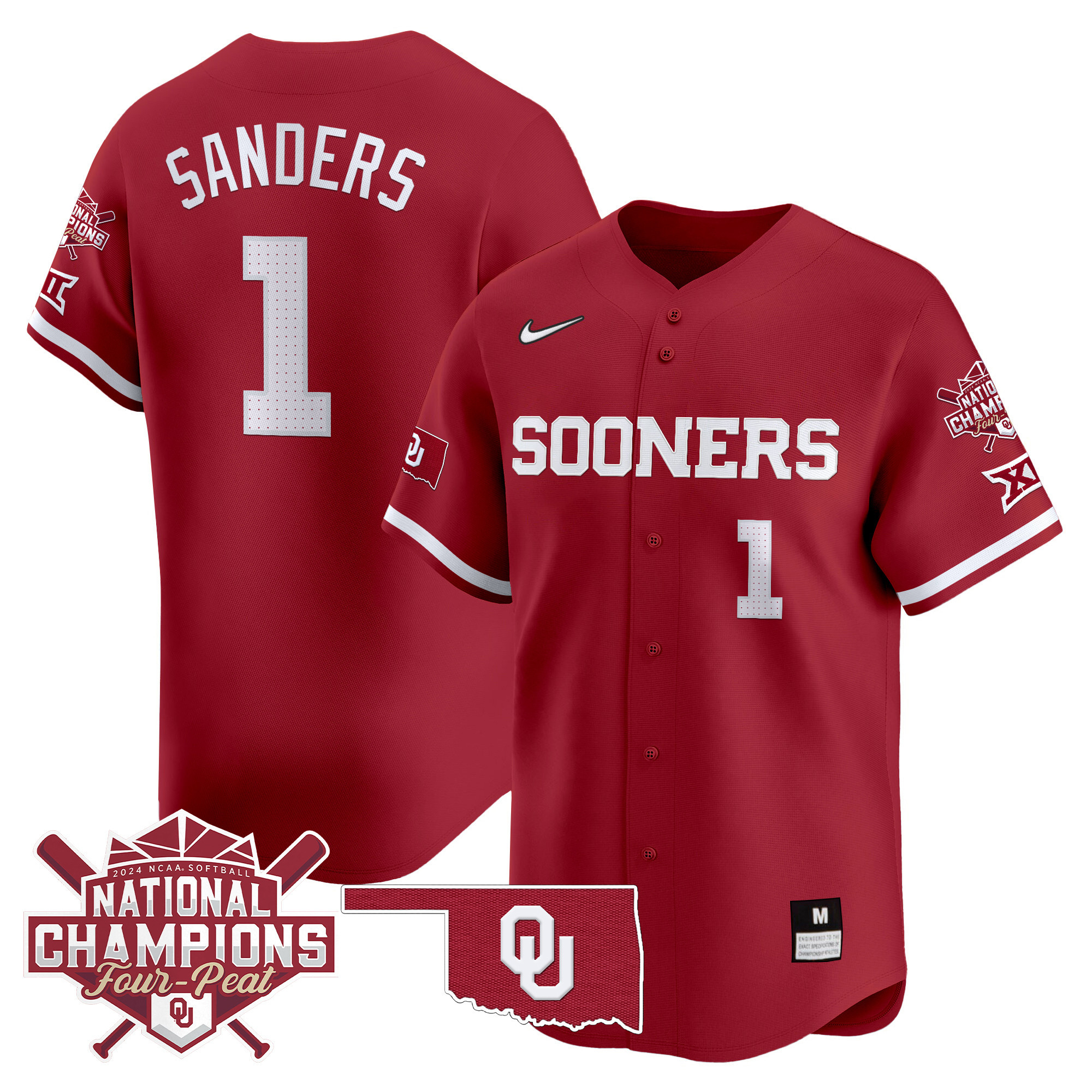 Men's size - Oklahoma Women's Champions Patch Vapor Premier Limited Jersey V2 - All Stitched