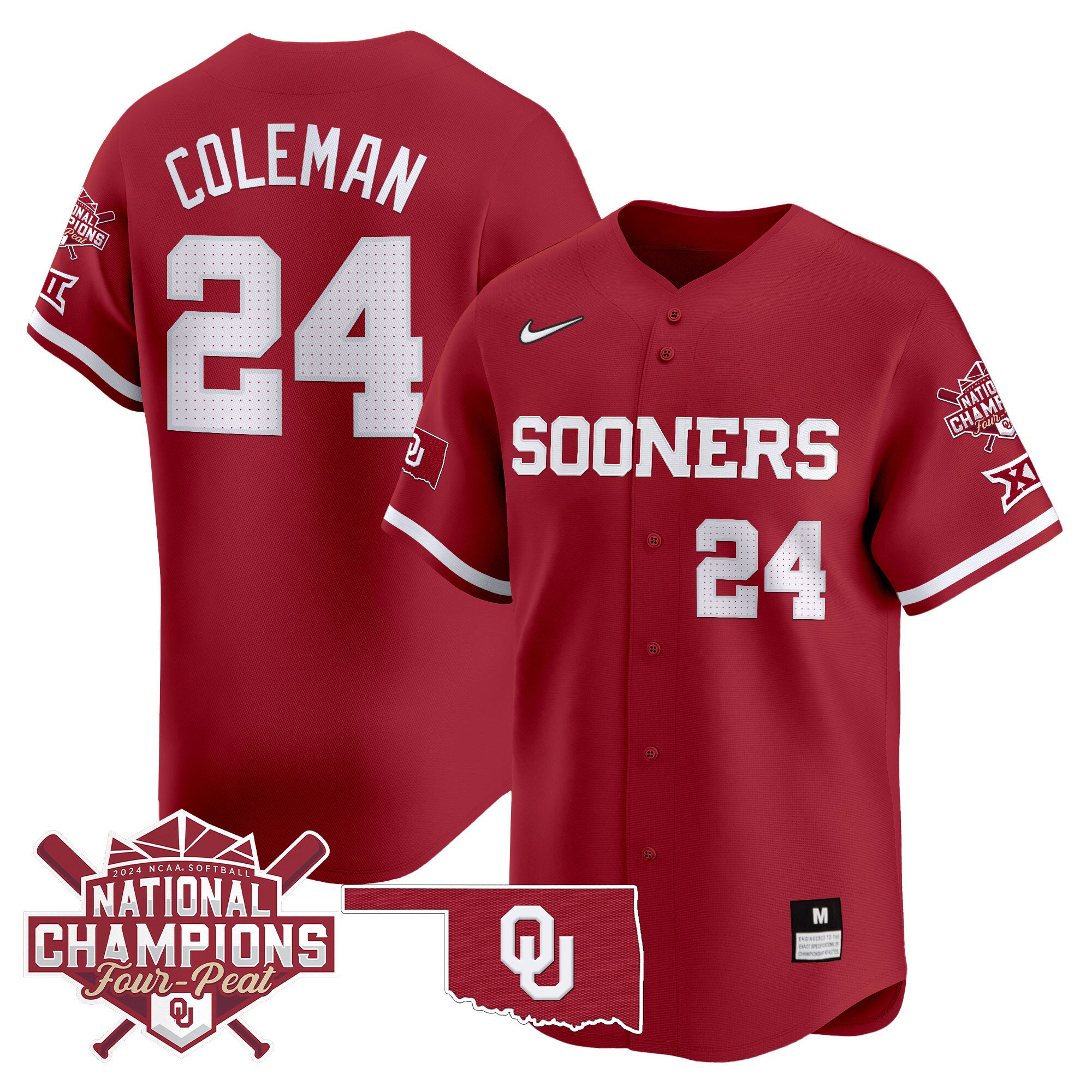 Men's size - Oklahoma Women's Champions Patch Vapor Premier Limited Jersey V2 - All Stitched