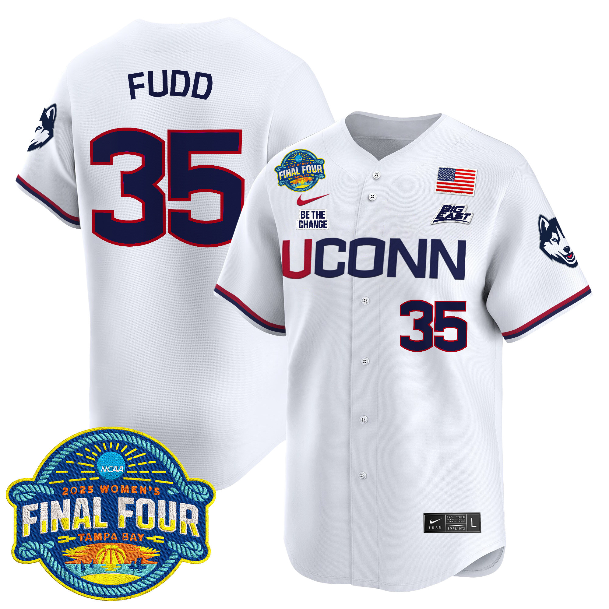Men's Size - UConn Huskies 2025 Big Eat Women's Final Four Patch Vapor Baseball Jersey - All Stitched
