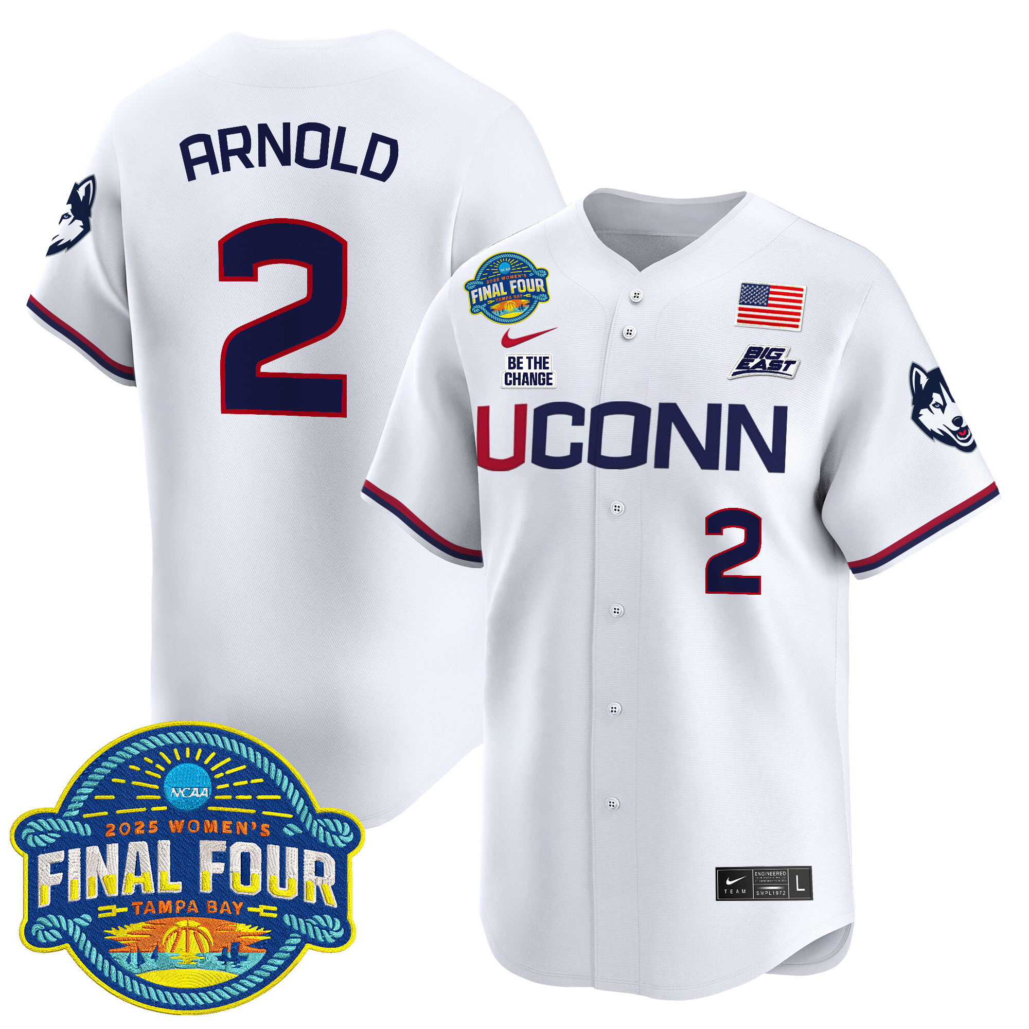 Men's Size - UConn Huskies 2025 Big Eat Women's Final Four Patch Vapor Baseball Jersey - All Stitched