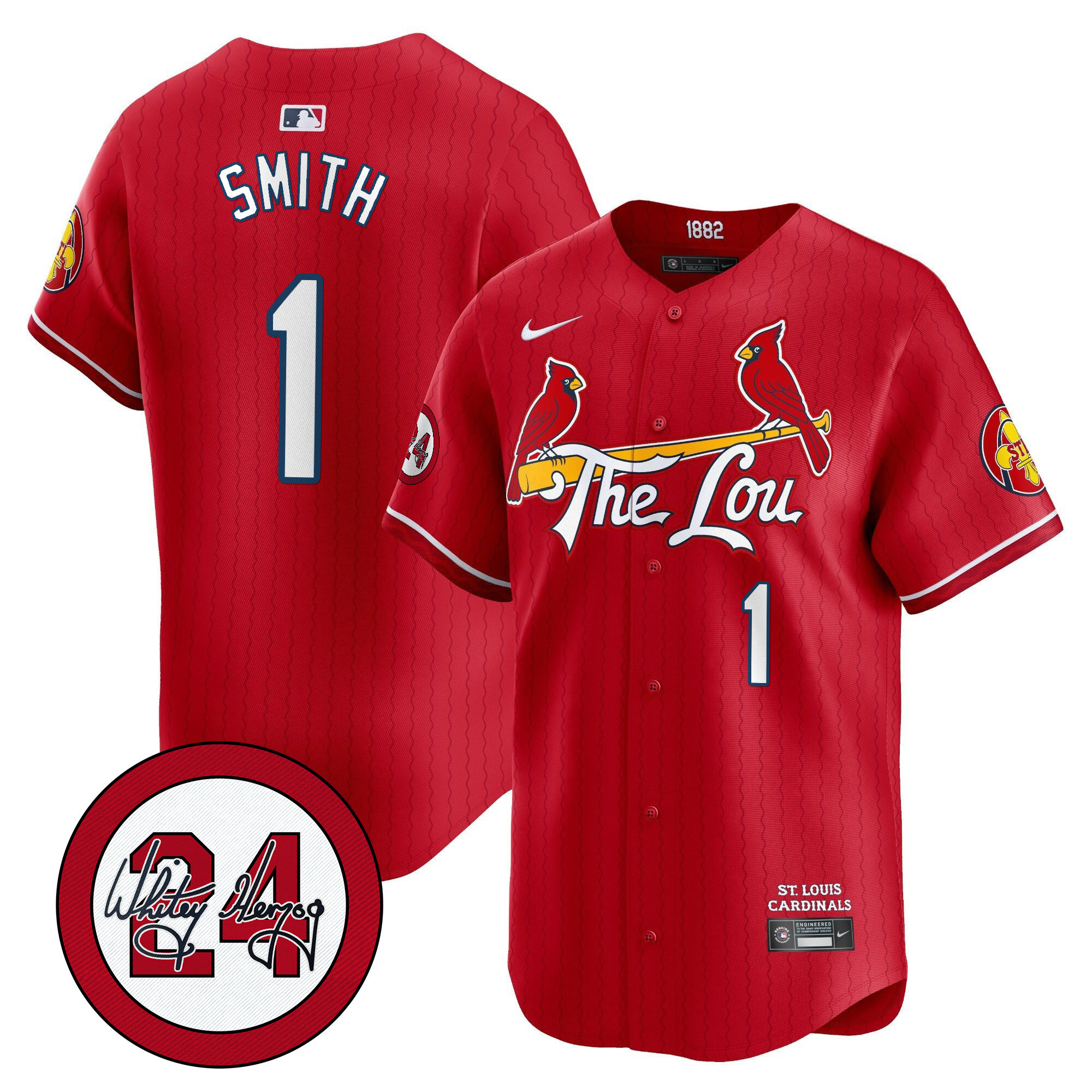 Men's St. Louis Cardinals 2024 City Connect Whitey Herzog Patch Vapor Premier Limited Jersey - All Stitched