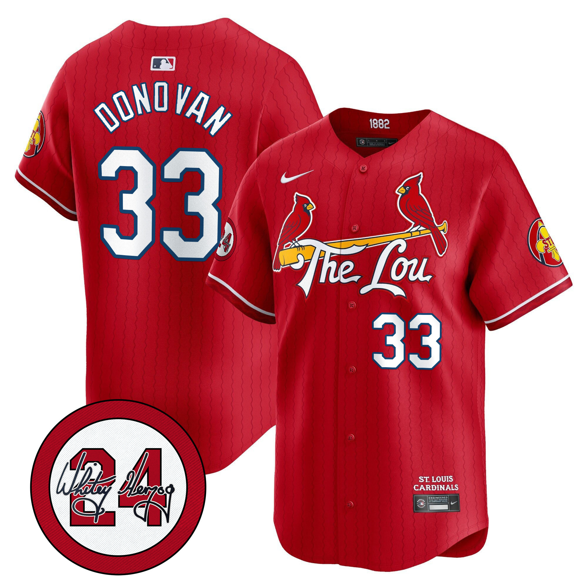Men's St. Louis Cardinals 2024 City Connect Whitey Herzog Patch Vapor Premier Limited Jersey - All Stitched