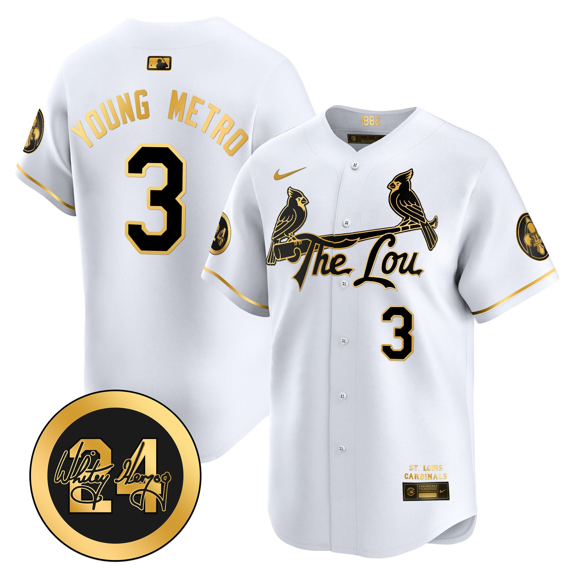 Men's St. Louis Cardinals 2024 City Connect Whitey Herzog Patch Vapor Premier Limited Jersey - All Stitched