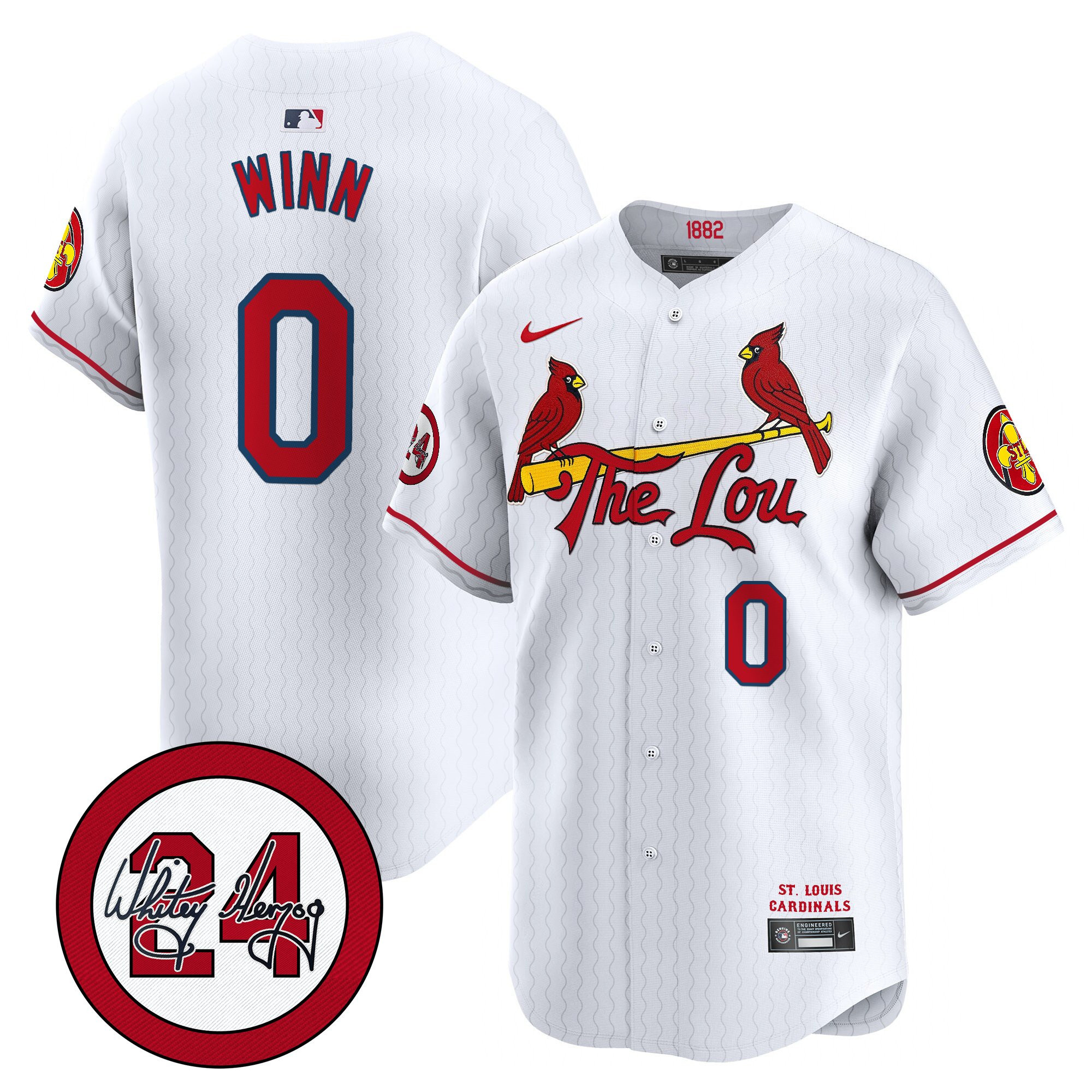 Men's St. Louis Cardinals 2024 City Connect Whitey Herzog Patch Vapor Premier Limited Jersey - All Stitched