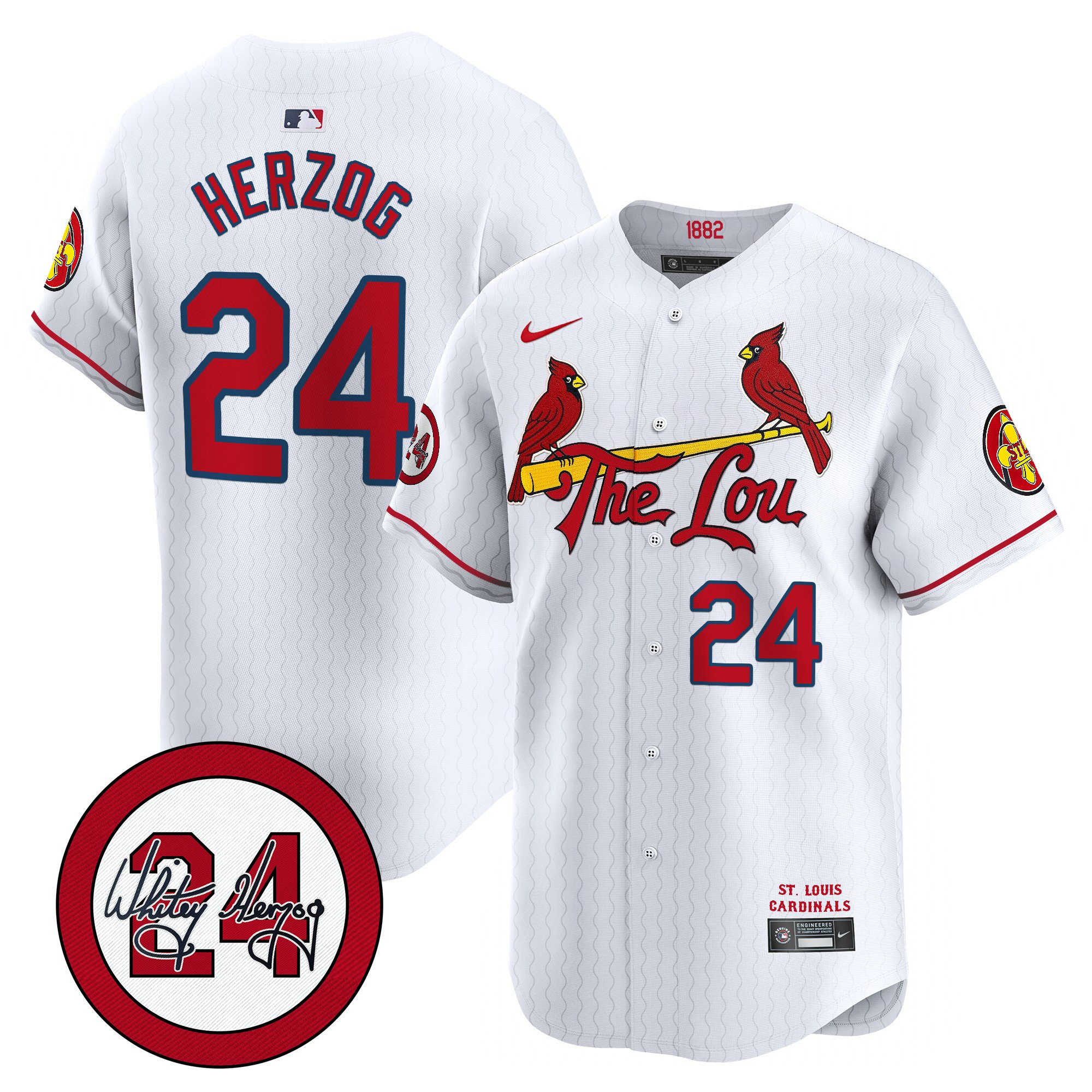 Men's St. Louis Cardinals 2024 City Connect Whitey Herzog Patch Vapor Premier Limited Jersey - All Stitched