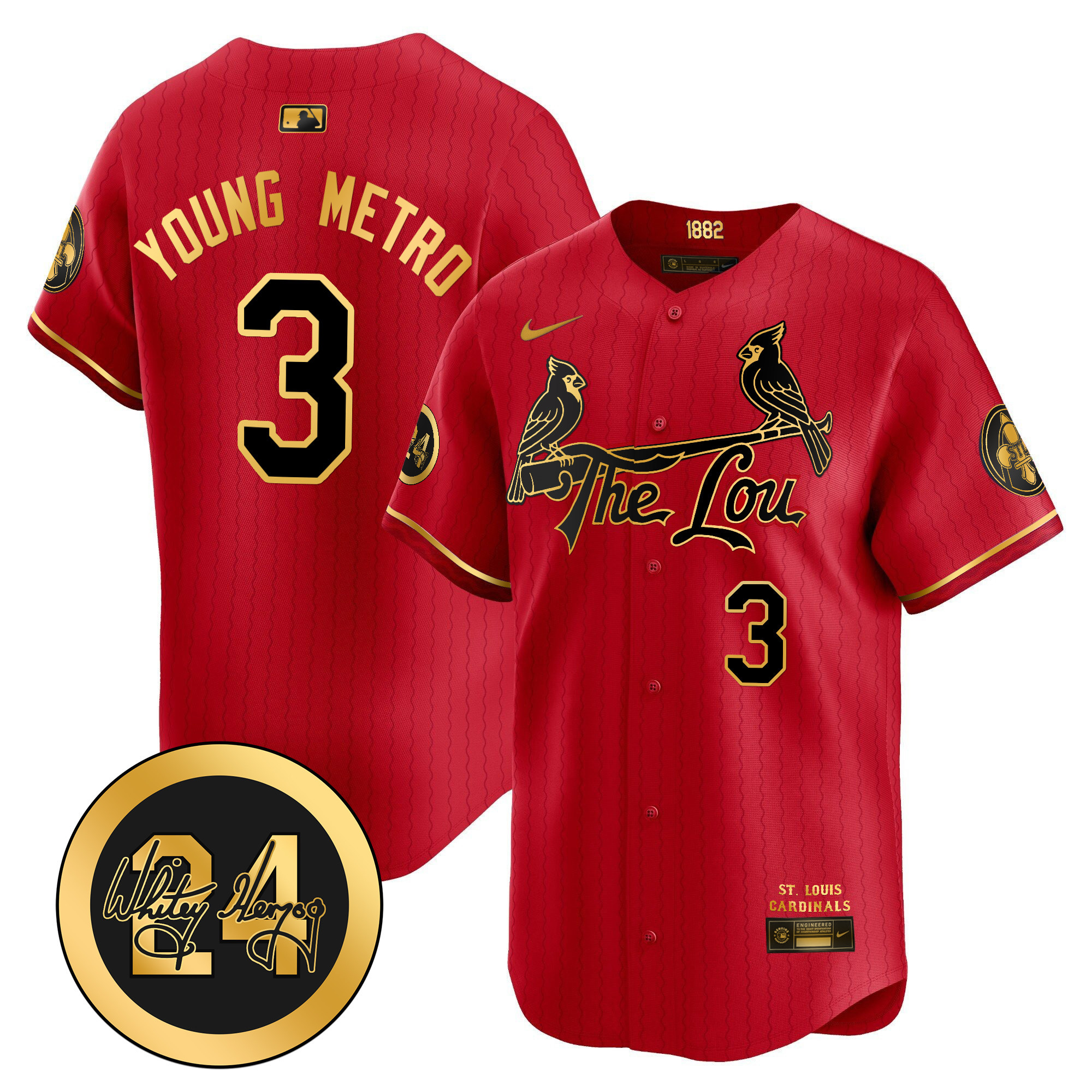 Men's St. Louis Cardinals 2024 City Connect Whitey Herzog Patch Vapor Premier Limited Jersey - All Stitched