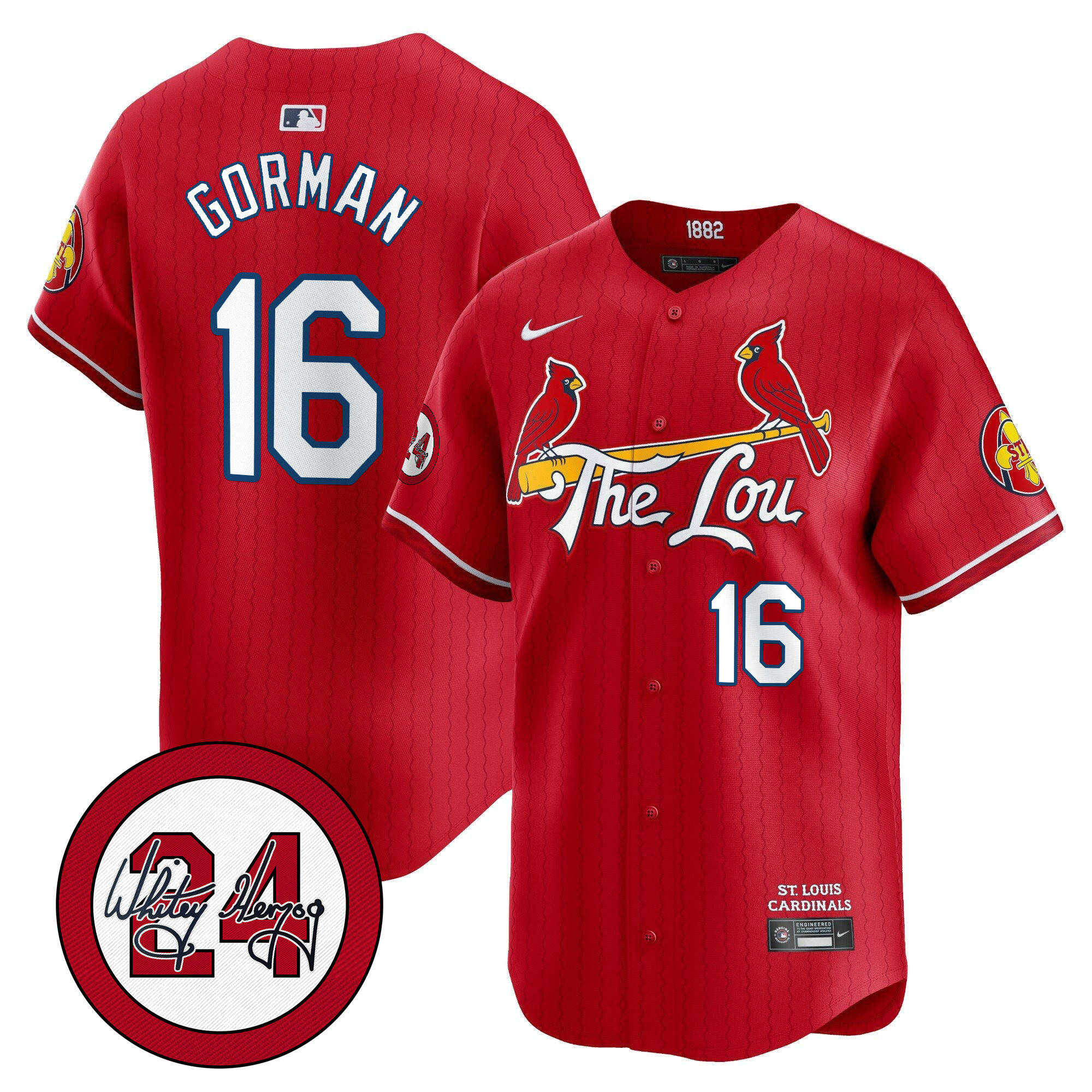 Men's St. Louis Cardinals 2024 City Connect Whitey Herzog Patch Vapor Premier Limited Jersey - All Stitched