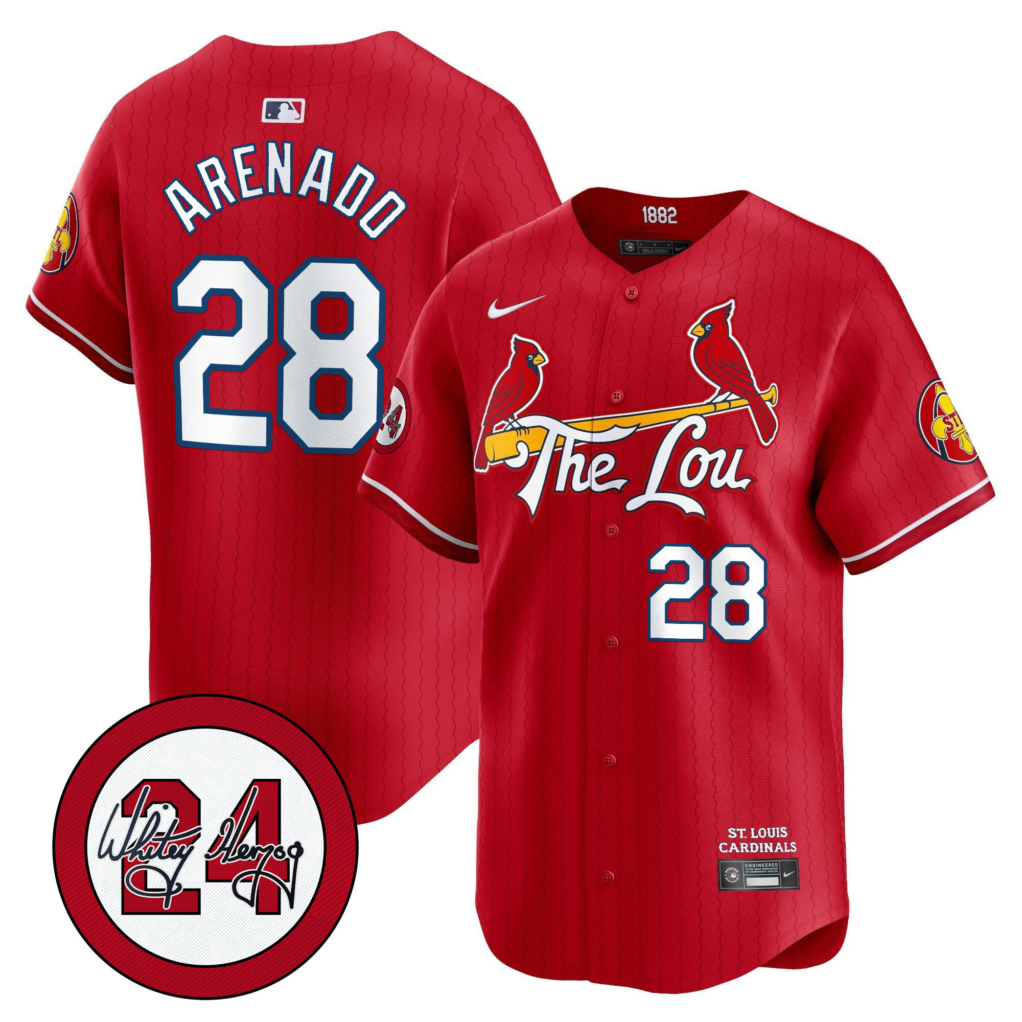 Men's St. Louis Cardinals 2024 City Connect Whitey Herzog Patch Vapor Premier Limited Jersey - All Stitched
