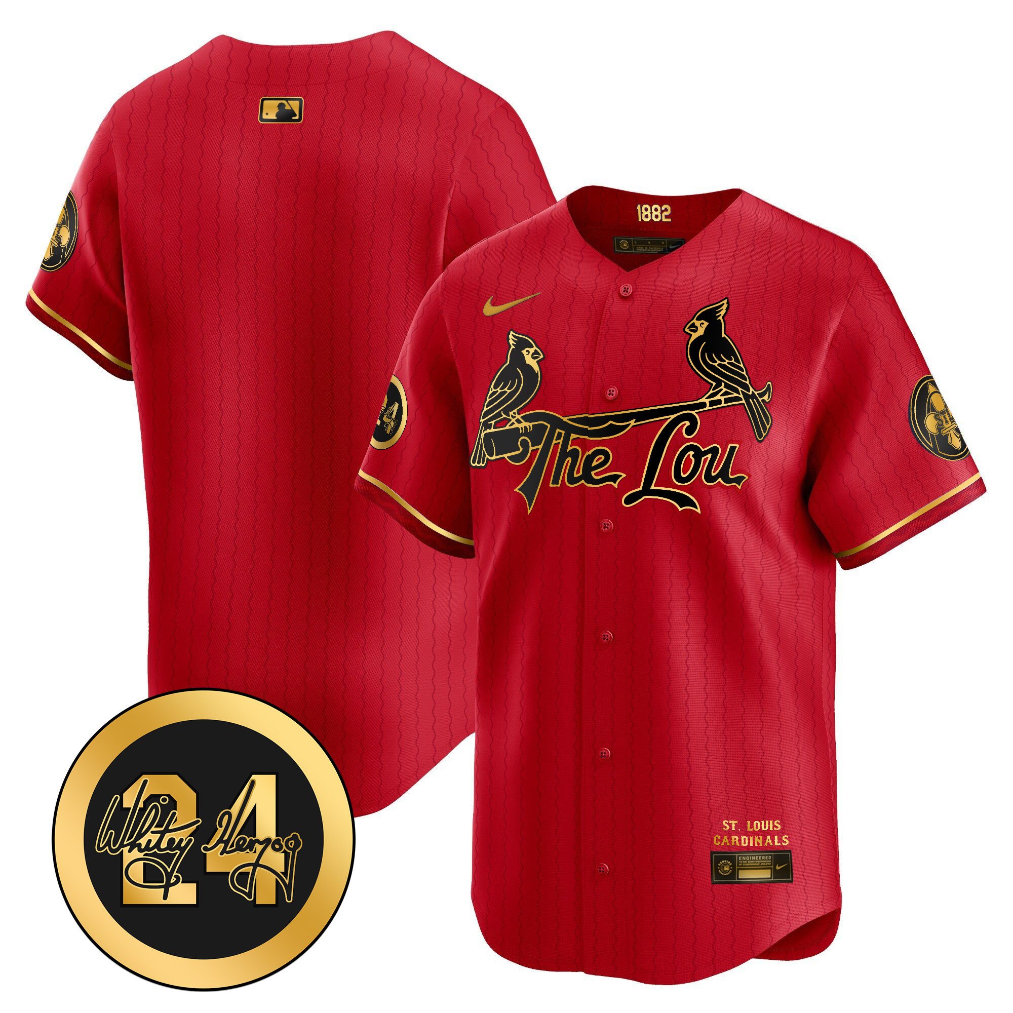Men's St. Louis Cardinals 2024 City Connect Whitey Herzog Patch Vapor Premier Limited Jersey - All Stitched