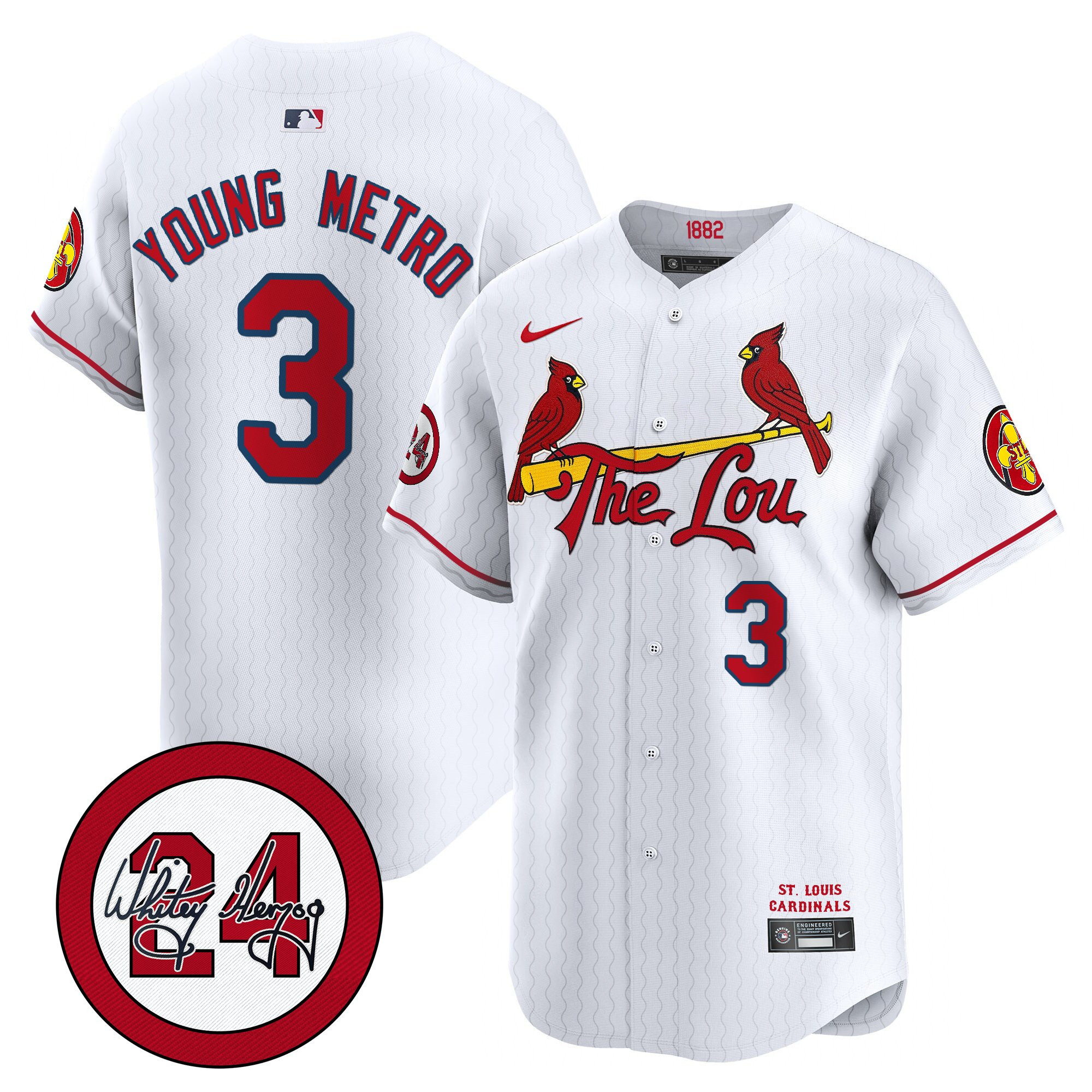 Men's St. Louis Cardinals 2024 City Connect Whitey Herzog Patch Vapor Premier Limited Jersey - All Stitched