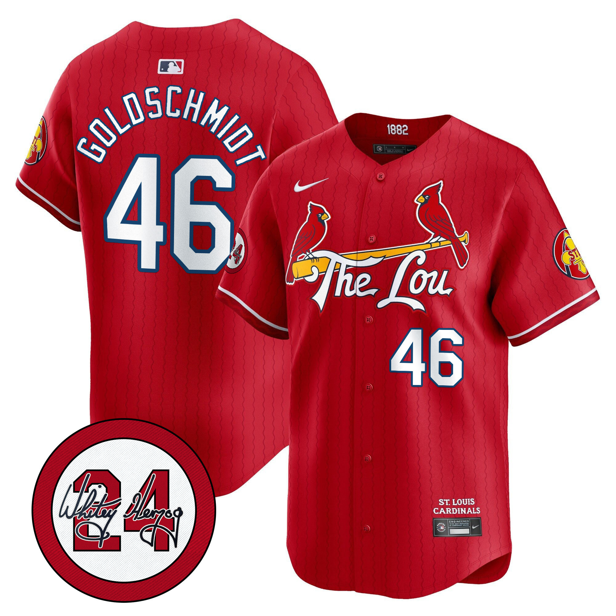 Men's St. Louis Cardinals 2024 City Connect Whitey Herzog Patch Vapor Premier Limited Jersey - All Stitched