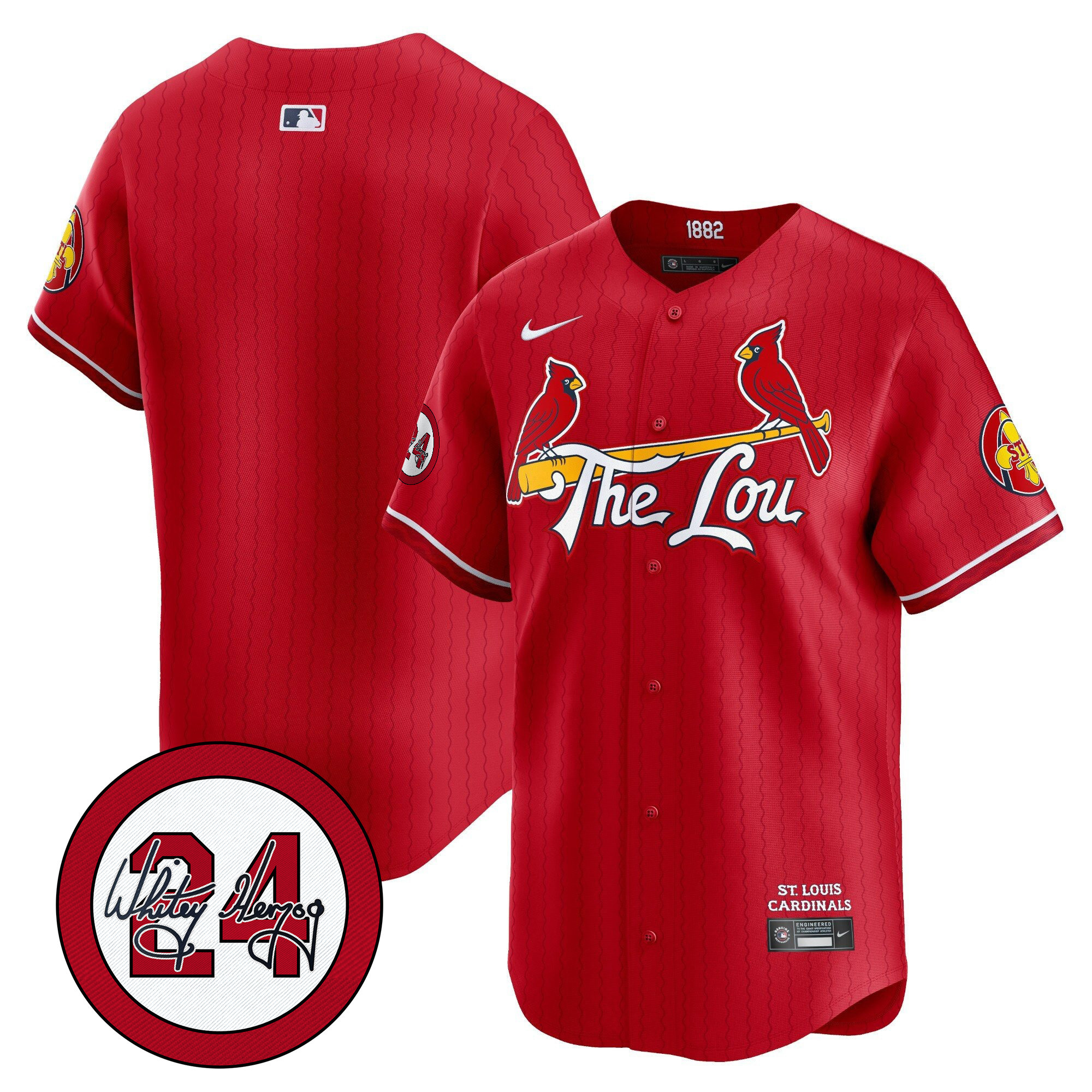 Men's St. Louis Cardinals 2024 City Connect Whitey Herzog Patch Vapor Premier Limited Jersey - All Stitched