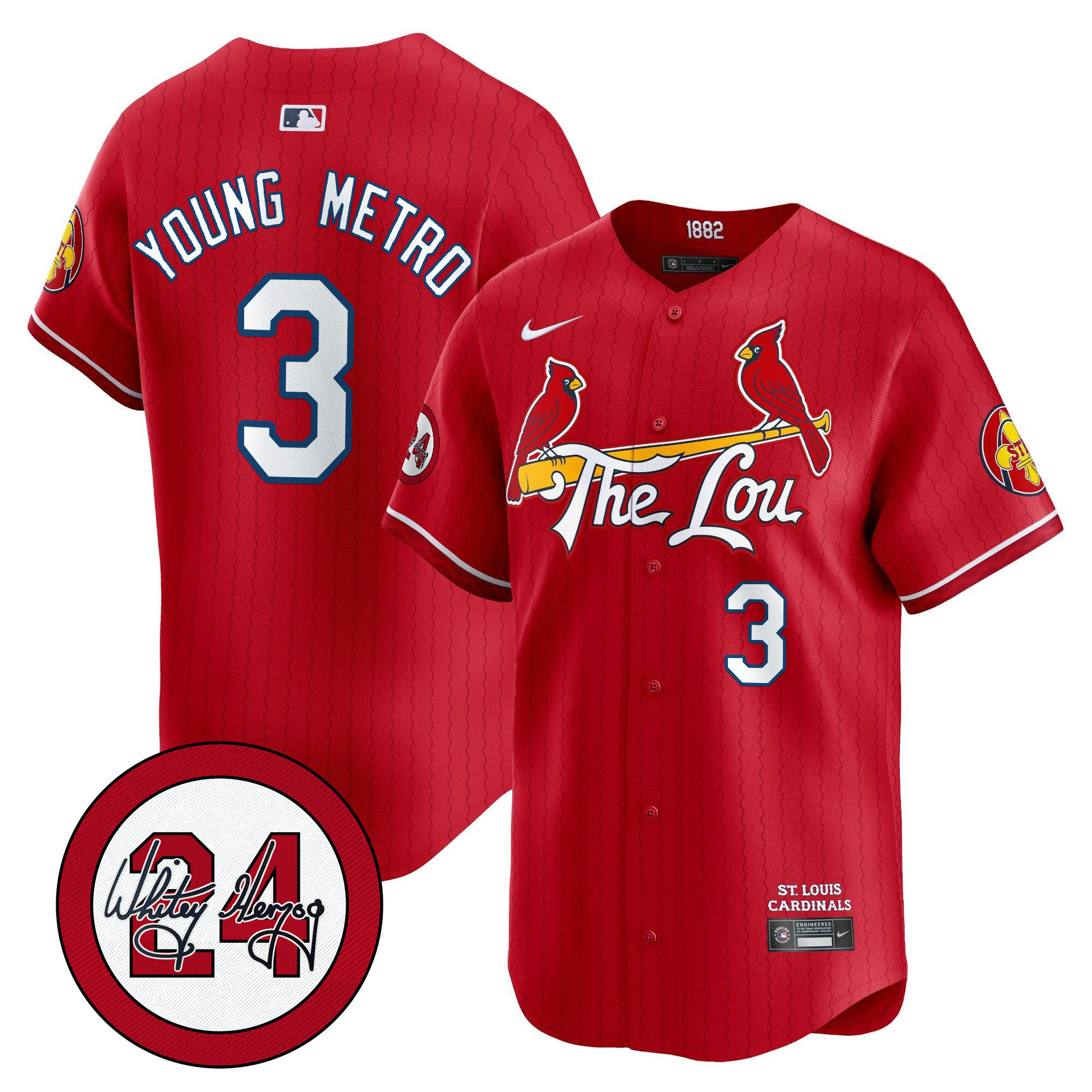 Men's St. Louis Cardinals 2024 City Connect Whitey Herzog Patch Vapor Premier Limited Jersey - All Stitched