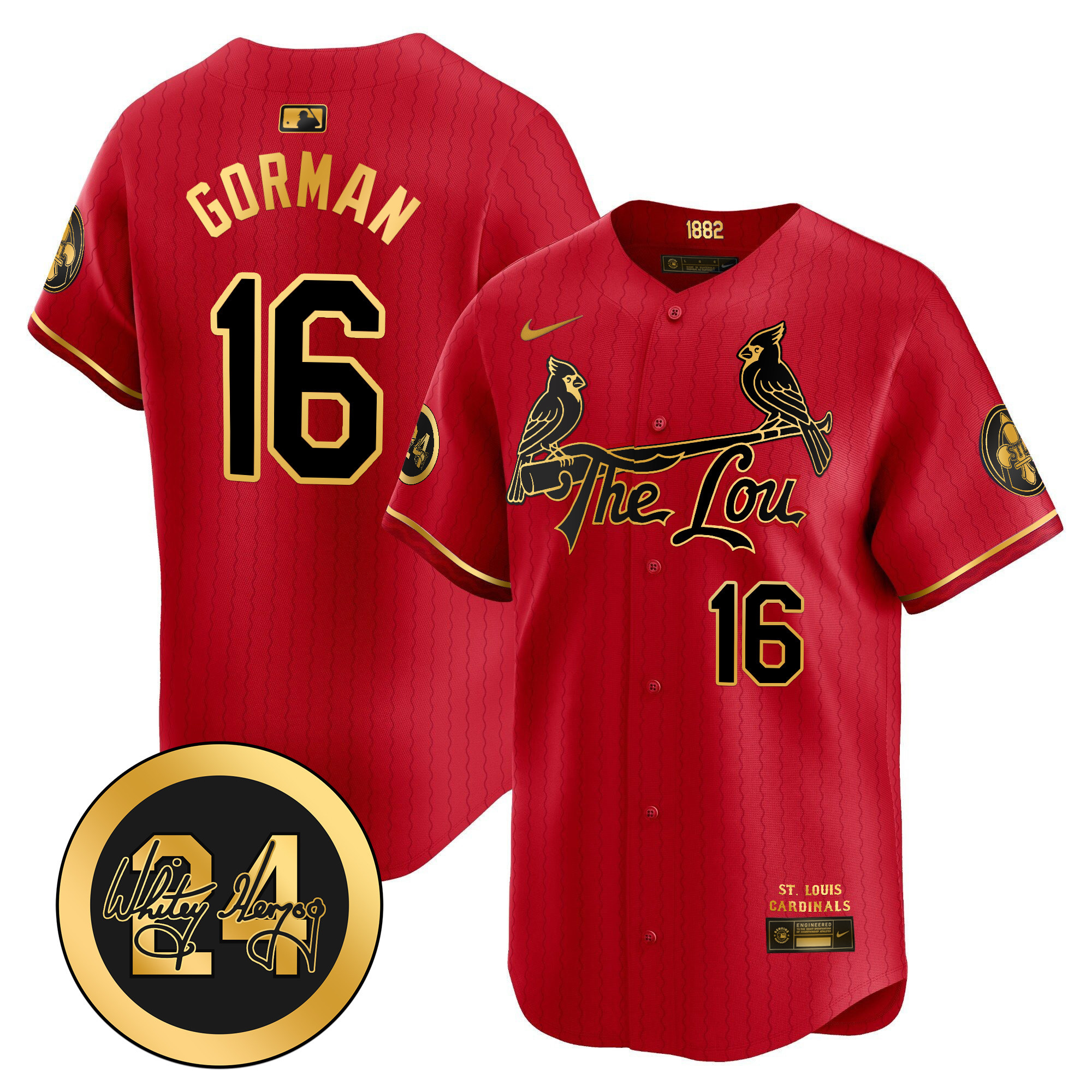 Men's St. Louis Cardinals 2024 City Connect Whitey Herzog Patch Vapor Premier Limited Jersey - All Stitched