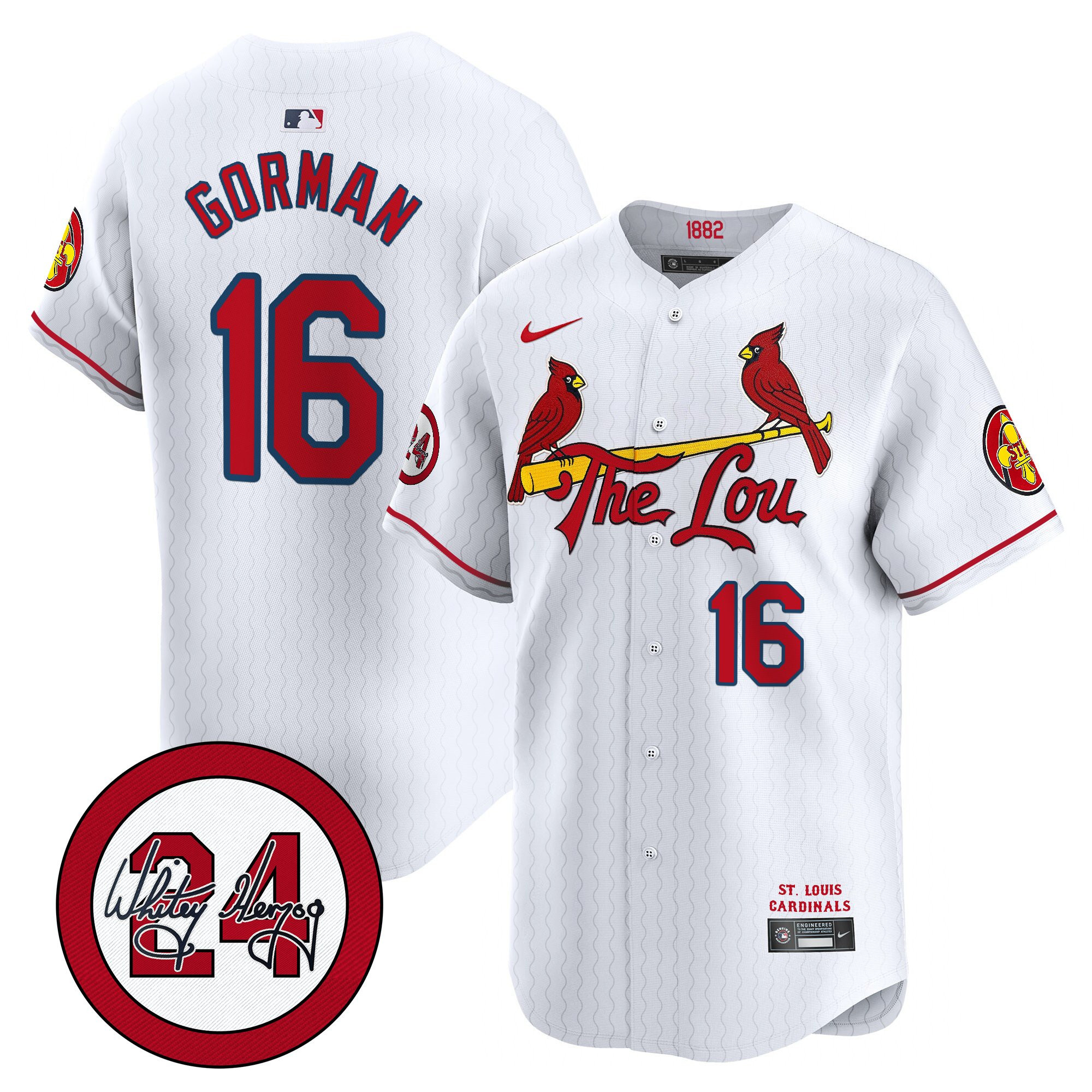 Men's St. Louis Cardinals 2024 City Connect Whitey Herzog Patch Vapor Premier Limited Jersey - All Stitched