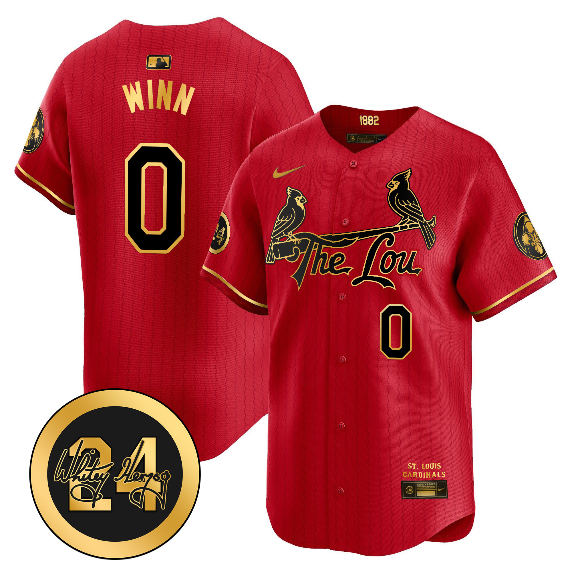 Men's St. Louis Cardinals 2024 City Connect Whitey Herzog Patch Vapor Premier Limited Jersey - All Stitched