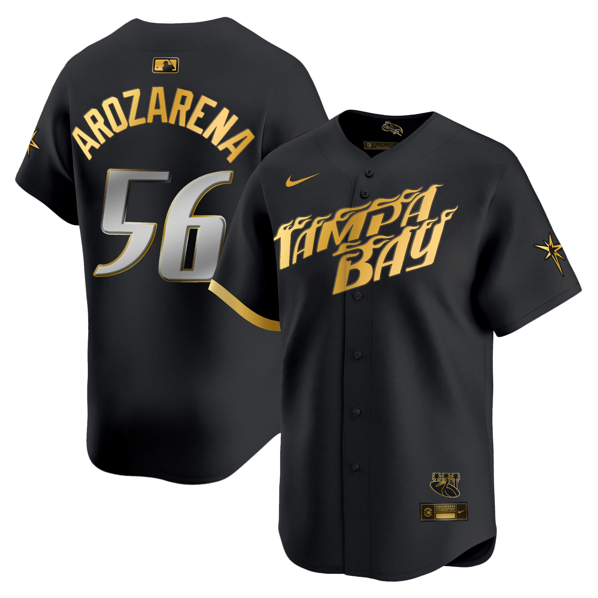 Men's Tampa Bay Rays 2024 City Connect Vapor Premier Limited Jersey - Charcoal - All Stitched