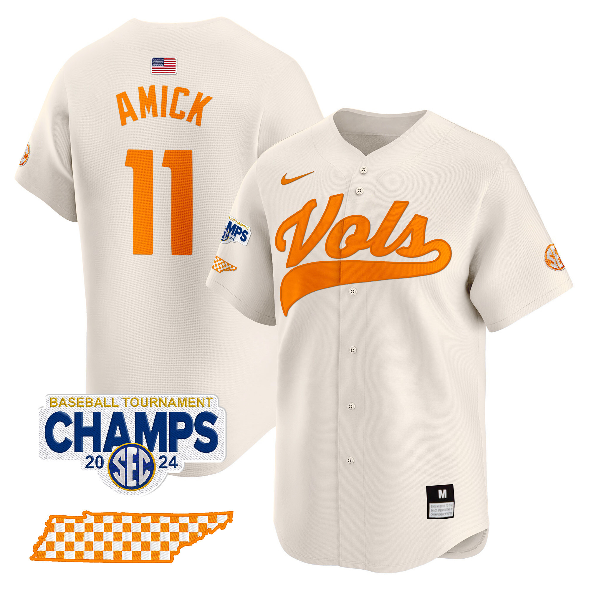 Men's Tennessee Volunteers 2024 Tournament Champions Vapor Premier Limited Jersey - All Stitched
