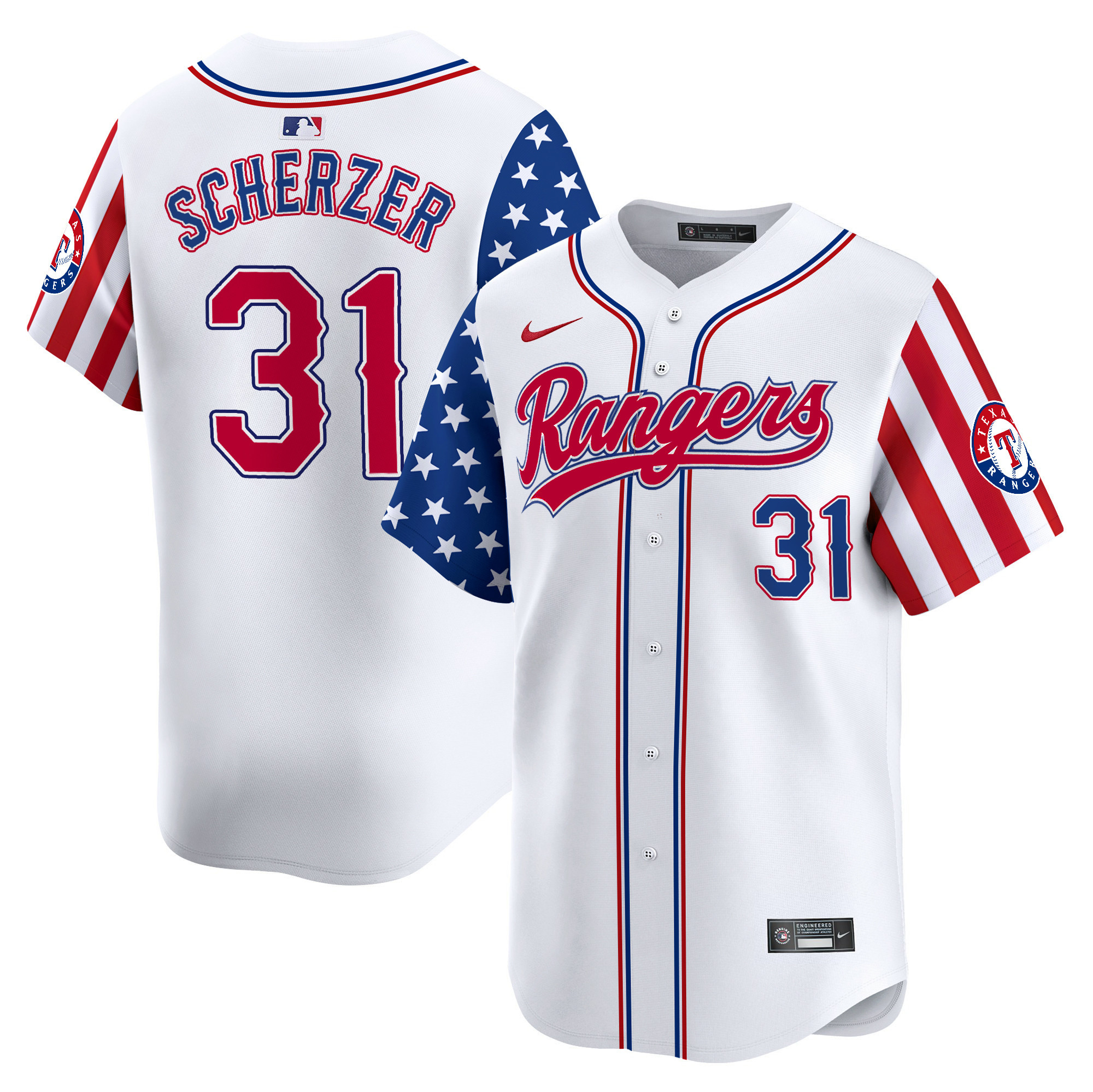 Men's Texas Rangers 2024 Independence Day Vapor Premier Limited Jersey - All Stitched
