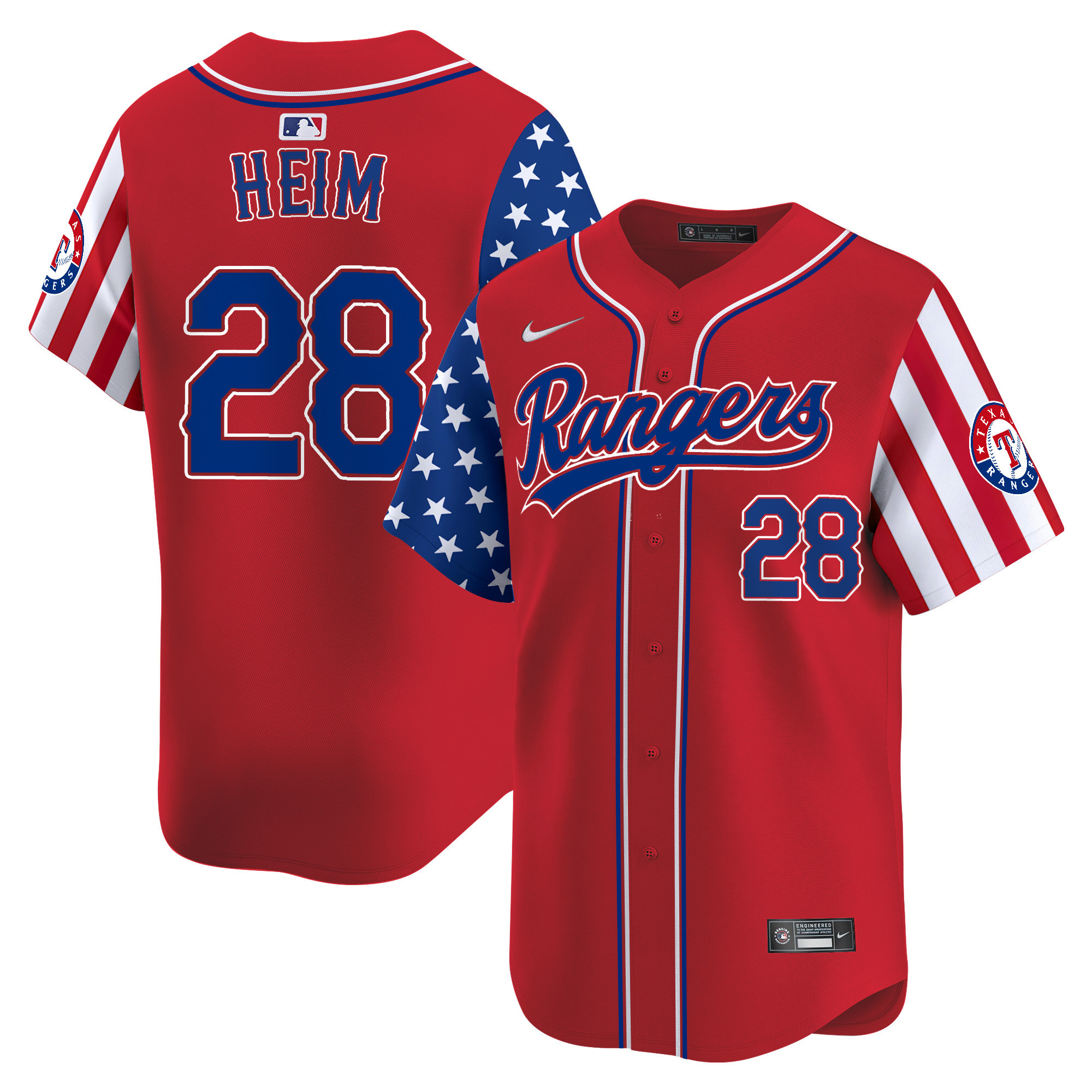 Men's Texas Rangers 2024 Independence Day Vapor Premier Limited Jersey - All Stitched